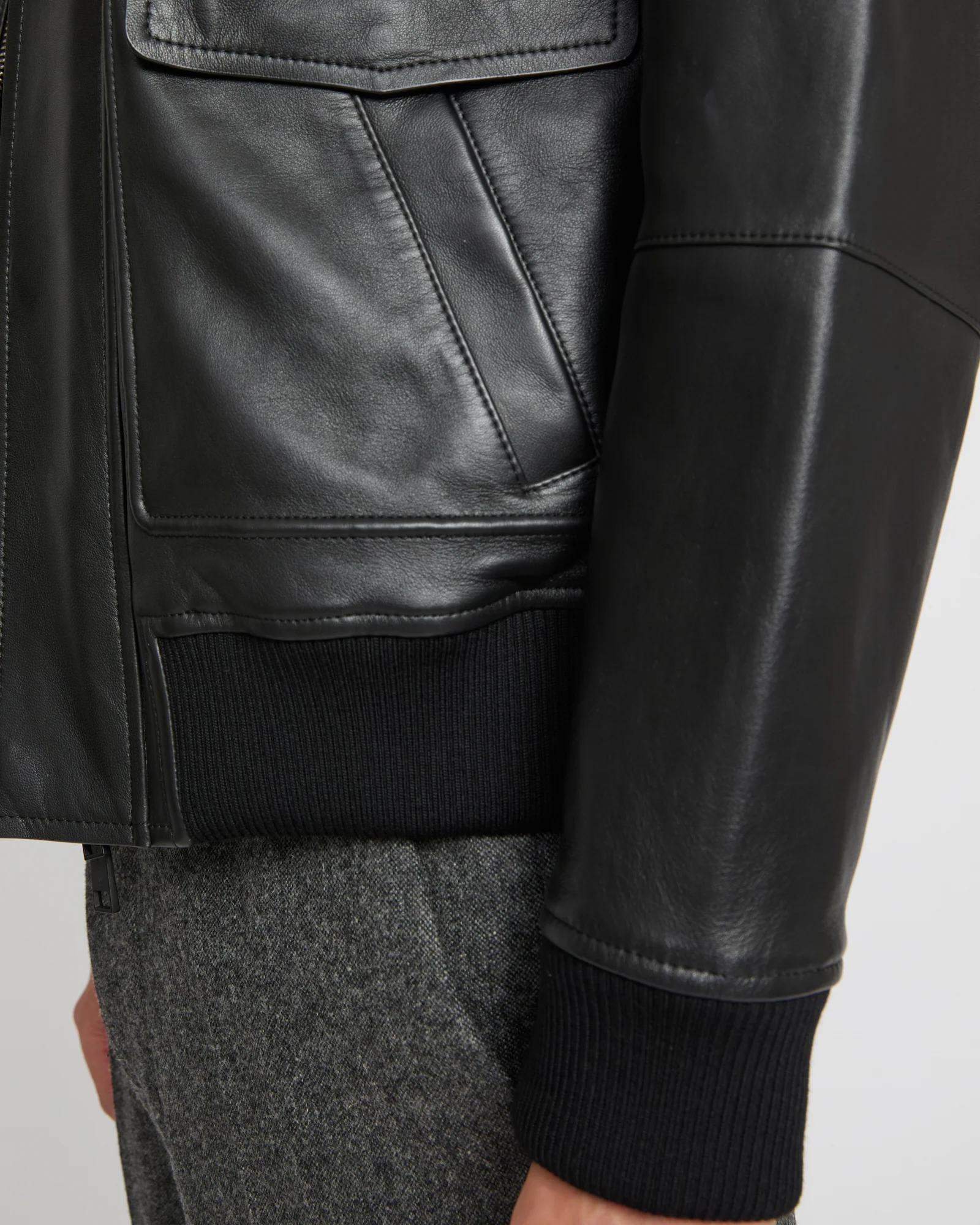 Leather aviator jacket with Merino lambskin shearling collar - Image 4
