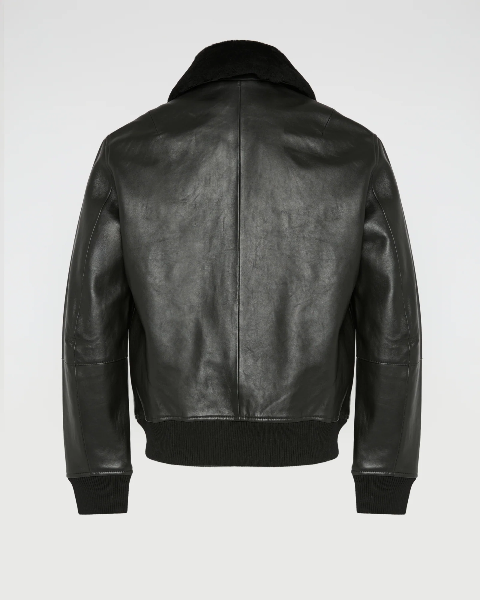 Leather aviator jacket with Merino lambskin shearling collar - Image 7