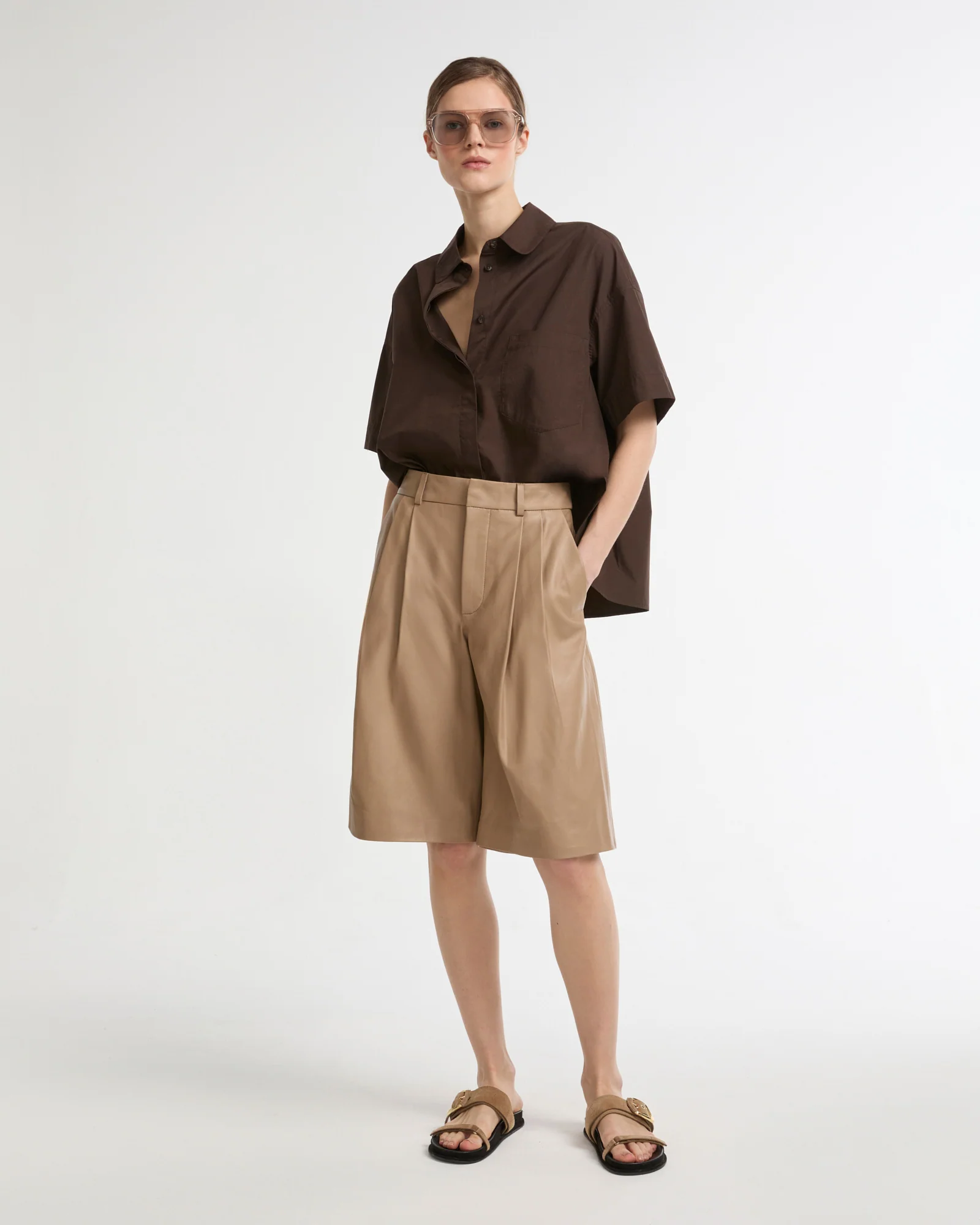 Leather Bermuda shorts
