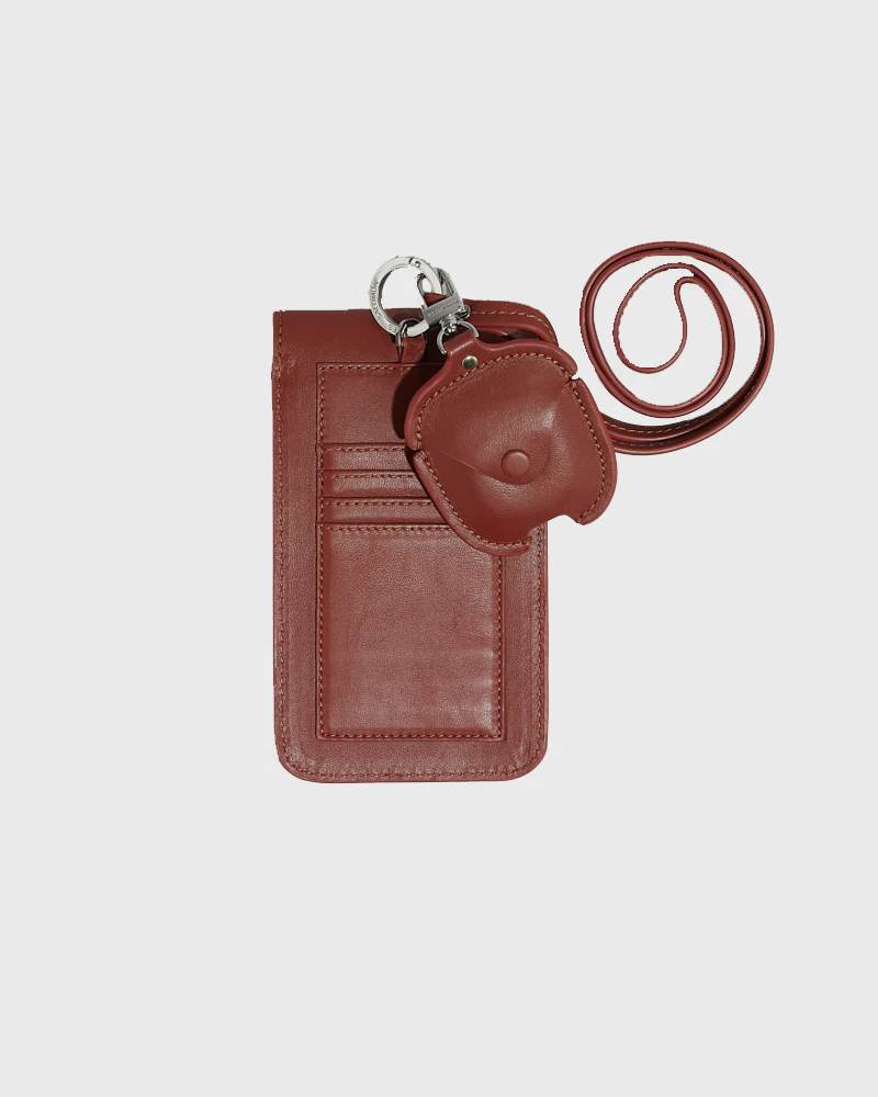 Leather phone case with detachable airpods - burgundy - Image 2