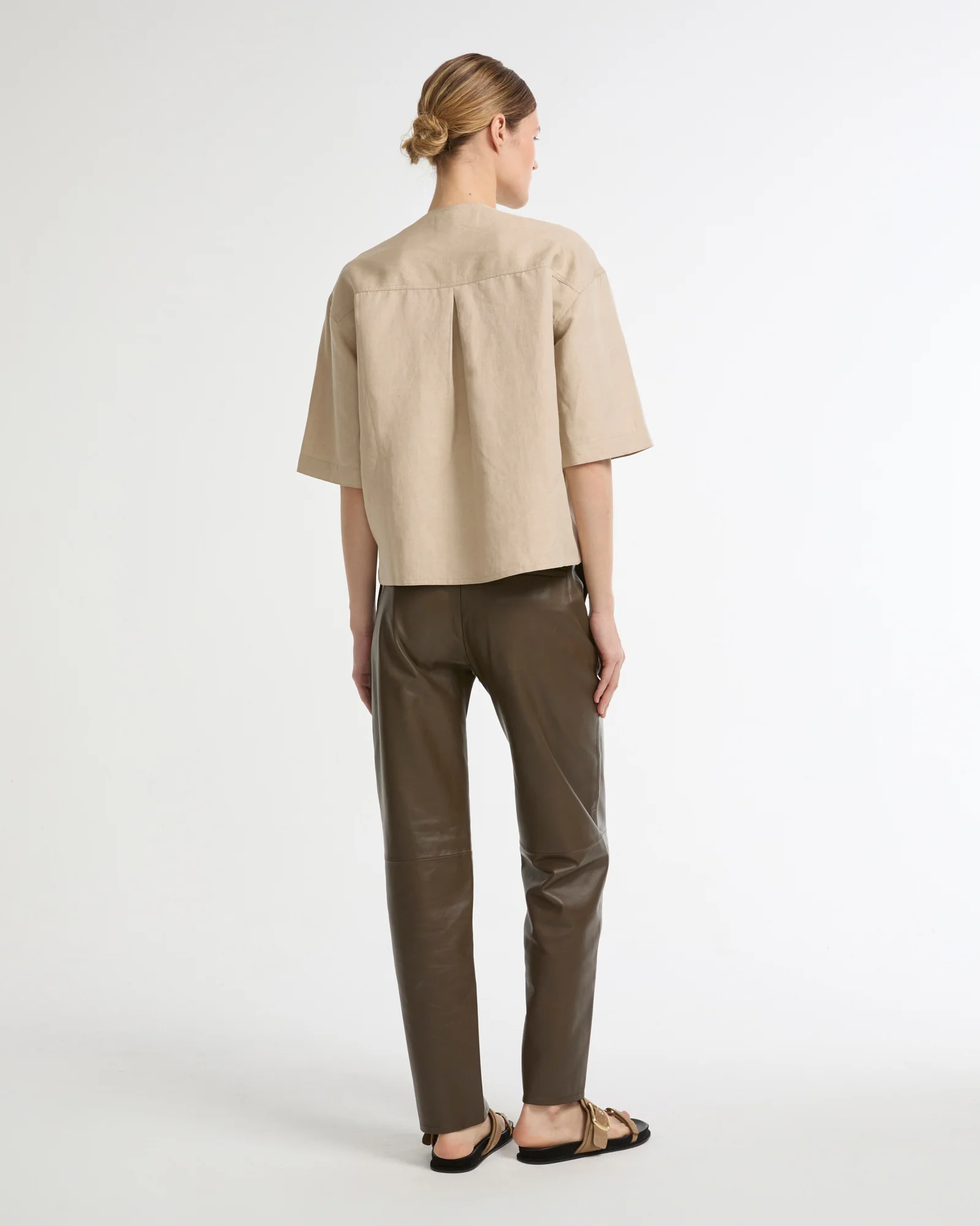 Leather tailored trousers - Image 3