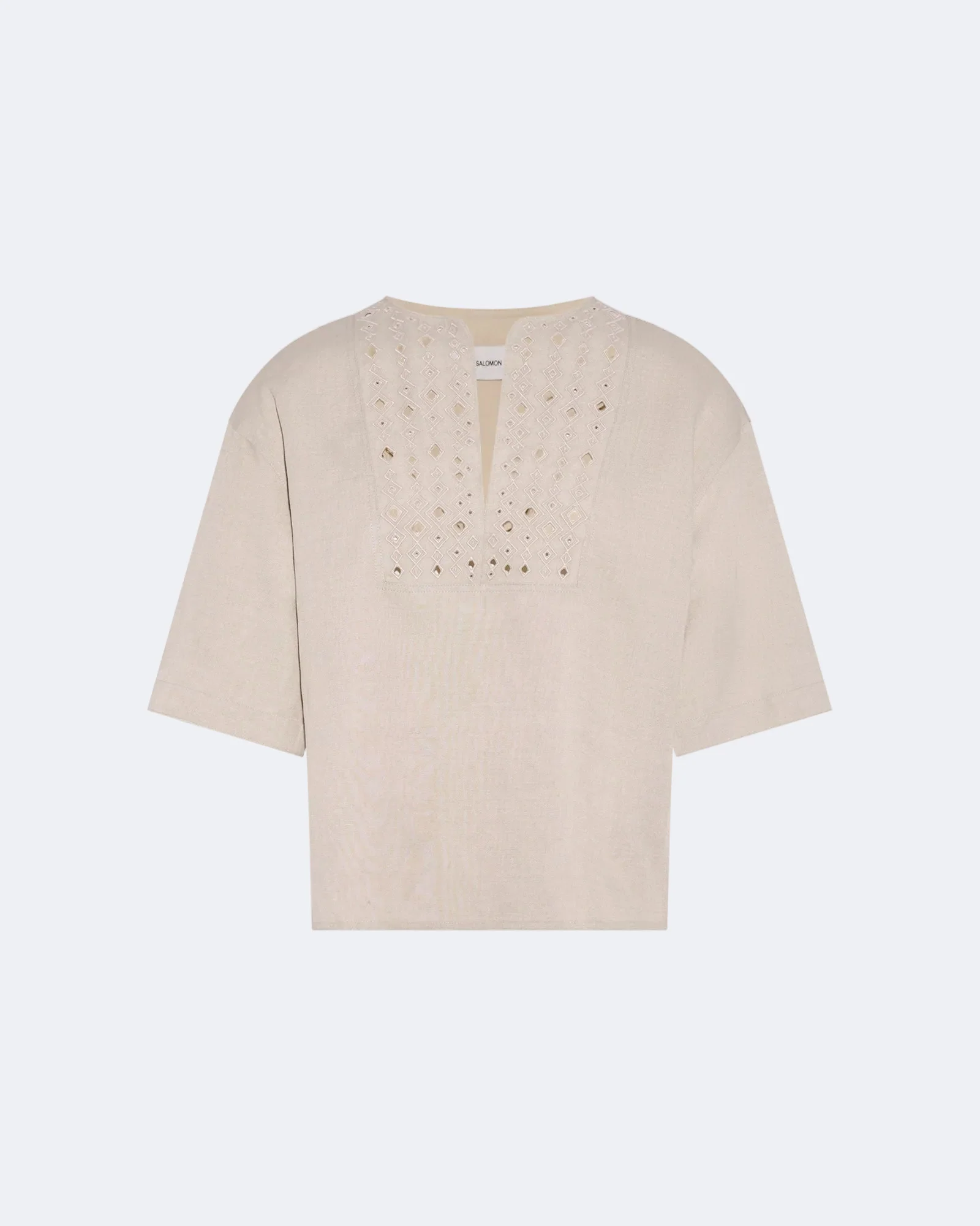 Linen embroidered short-sleeved blouse - Image 4