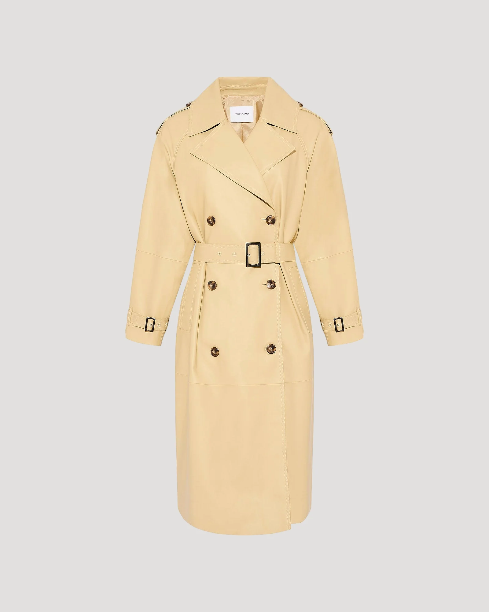 Long belted trench coat in lamb leather - Image 5