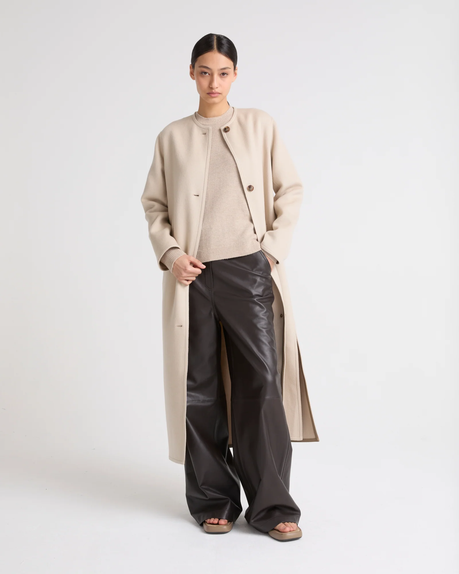 Long double-sided cashmere coat - Image 3