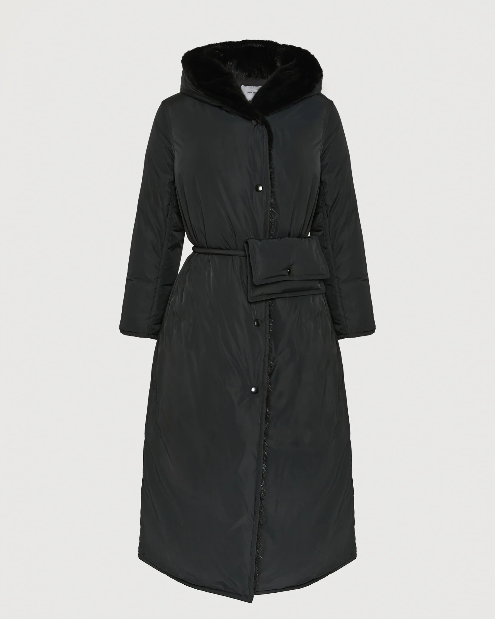 Long down jacket in technical fabric and mink fur - Image 6