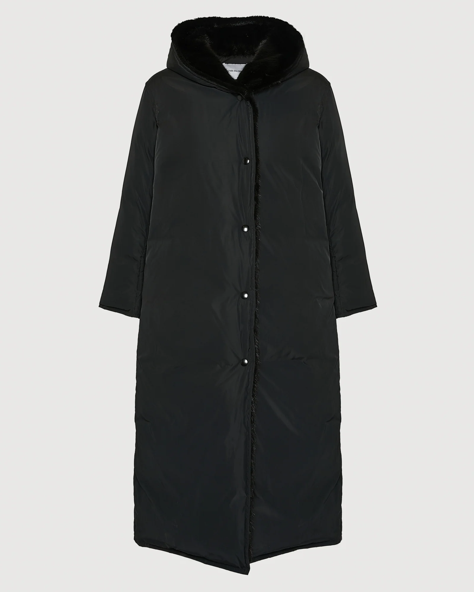 Long down jacket in technical fabric and mink fur - Image 8