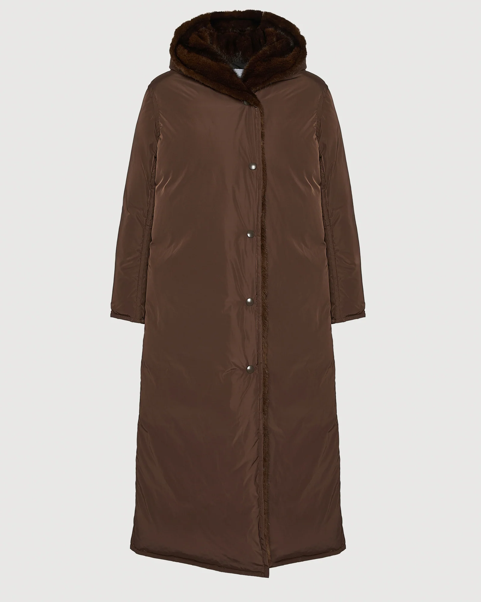 Long down jacket in technical fabric and mink fur - Image 8