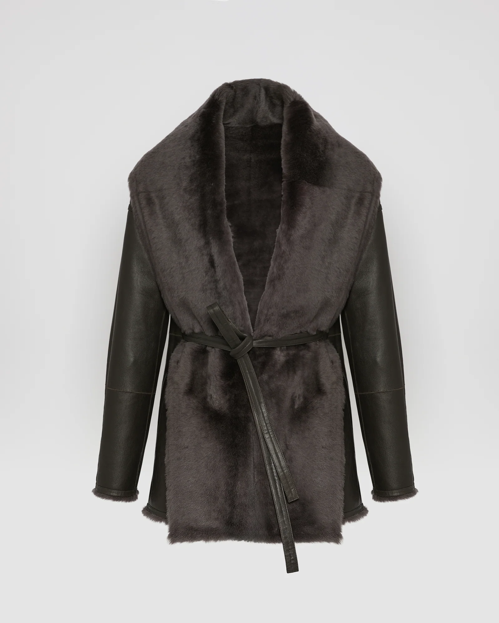 Long draped lambskin shearling jacket - Image 5