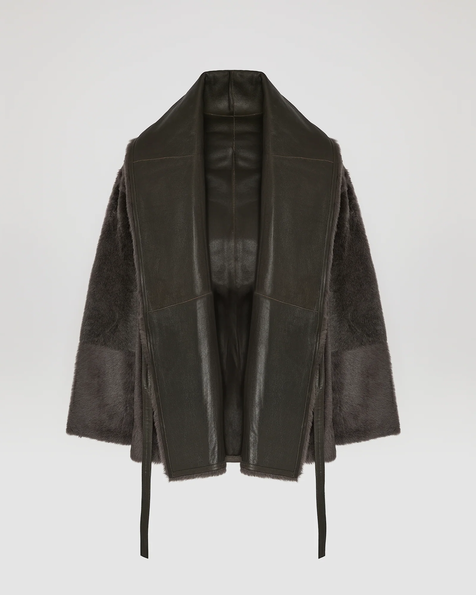 Long draped lambskin shearling jacket - Image 6
