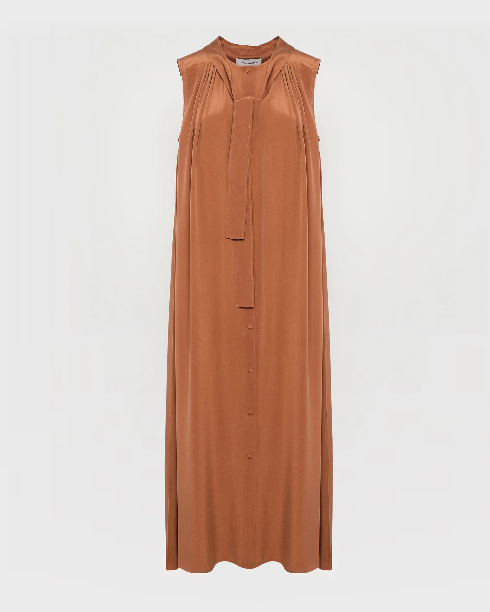 Long fluid dress in silk crepe - Image 5