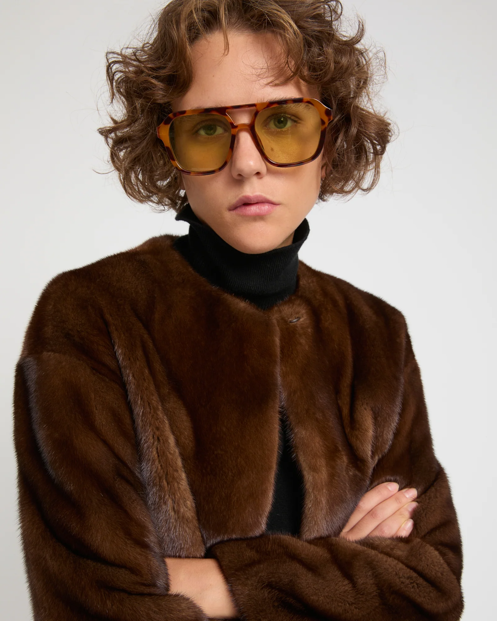 Long-haired mink fur round neck jacket - Image 4