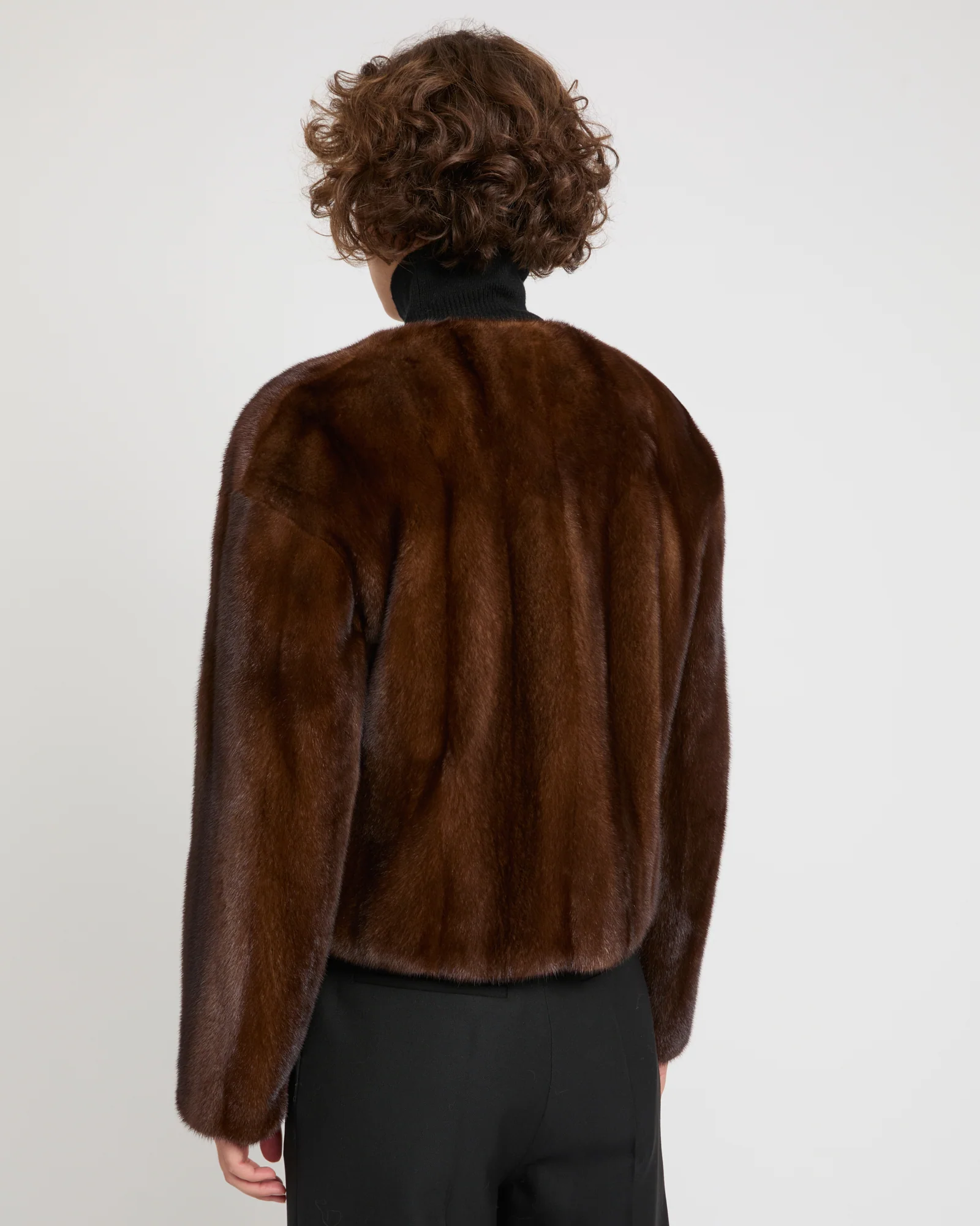 Long-haired mink fur round neck jacket - Image 5