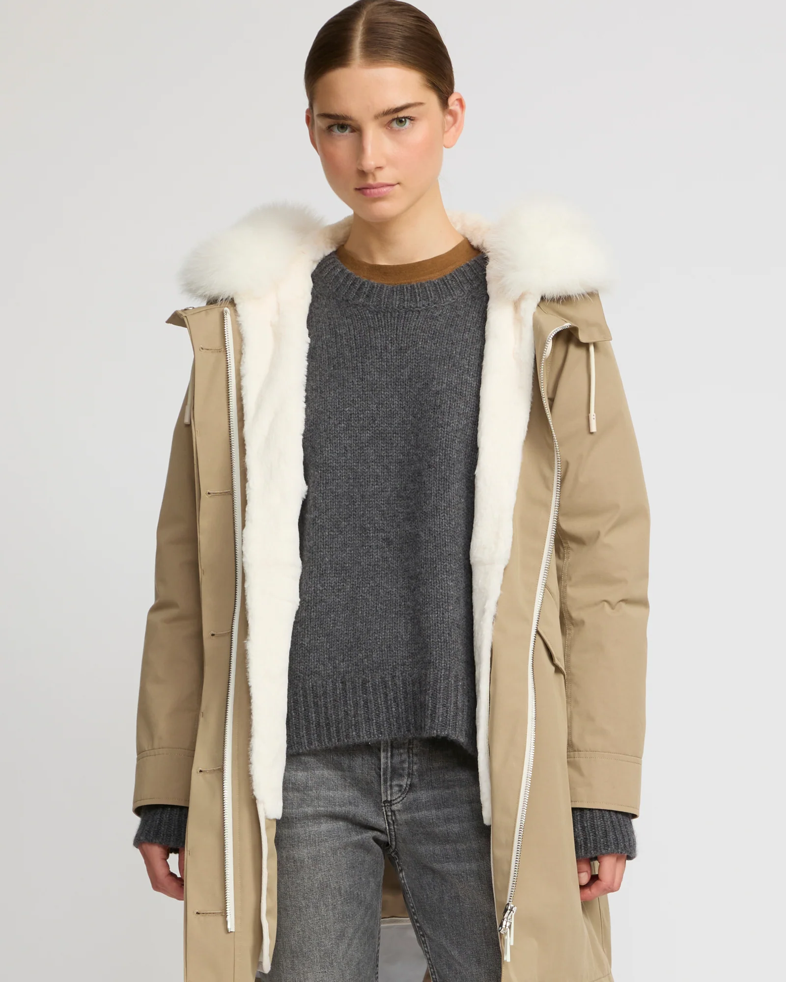 Long Iconic parka in waterproof cotton blend with fox and rabbit fur - Image 2