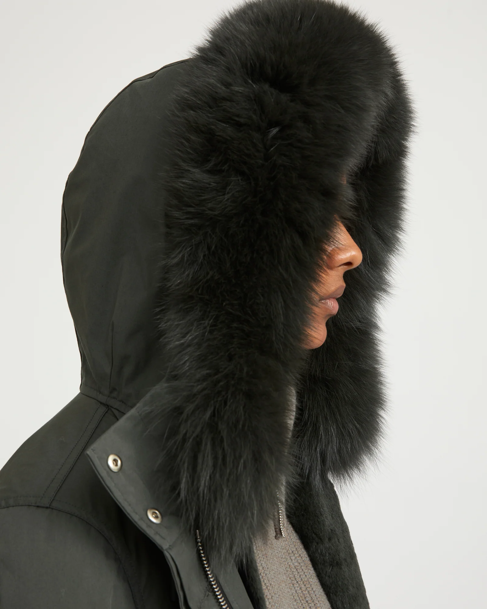 Long Iconic parka in waterproof cotton blend with fox and rabbit fur - Image 3