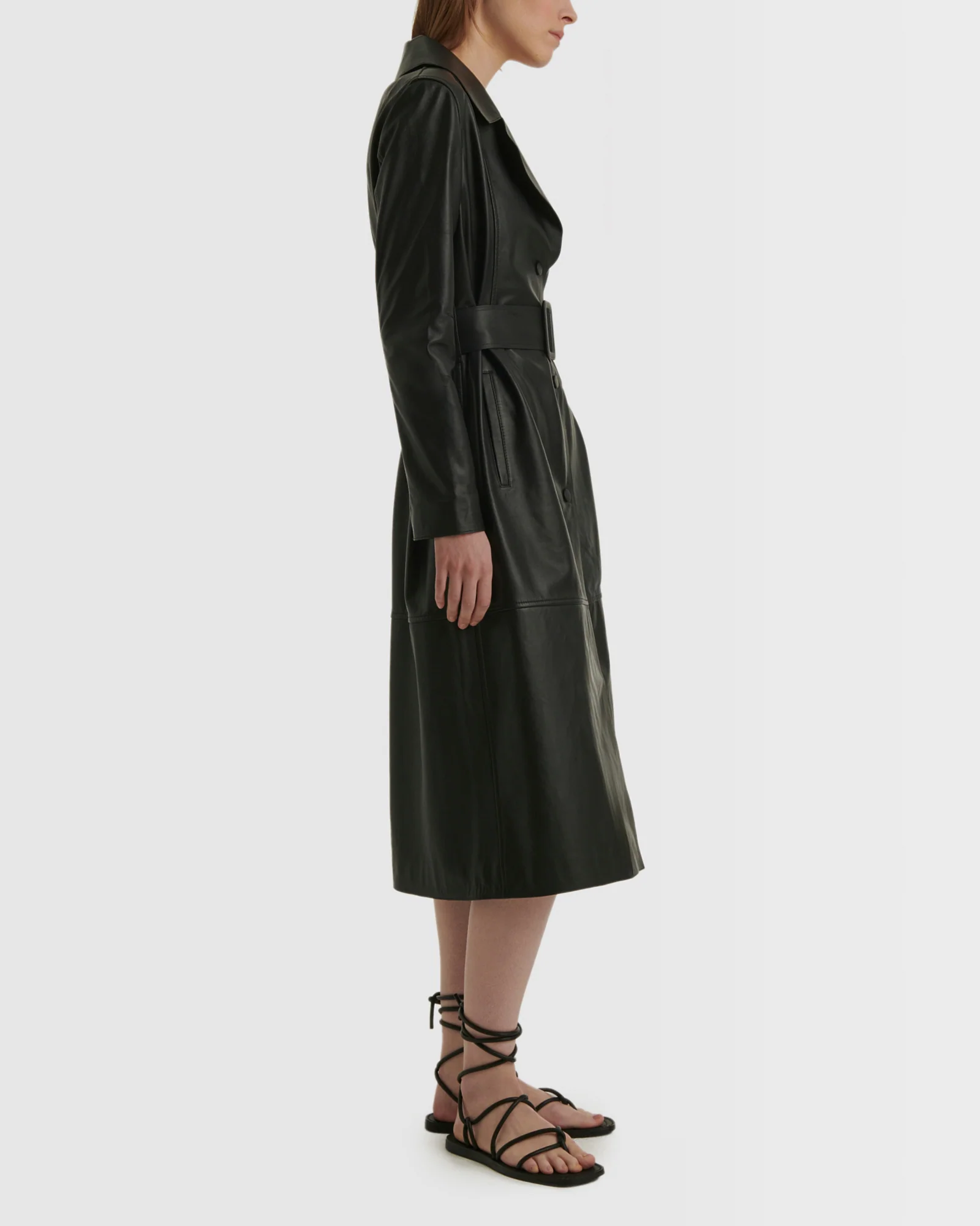 Long lamb leather trench coat - Image 3