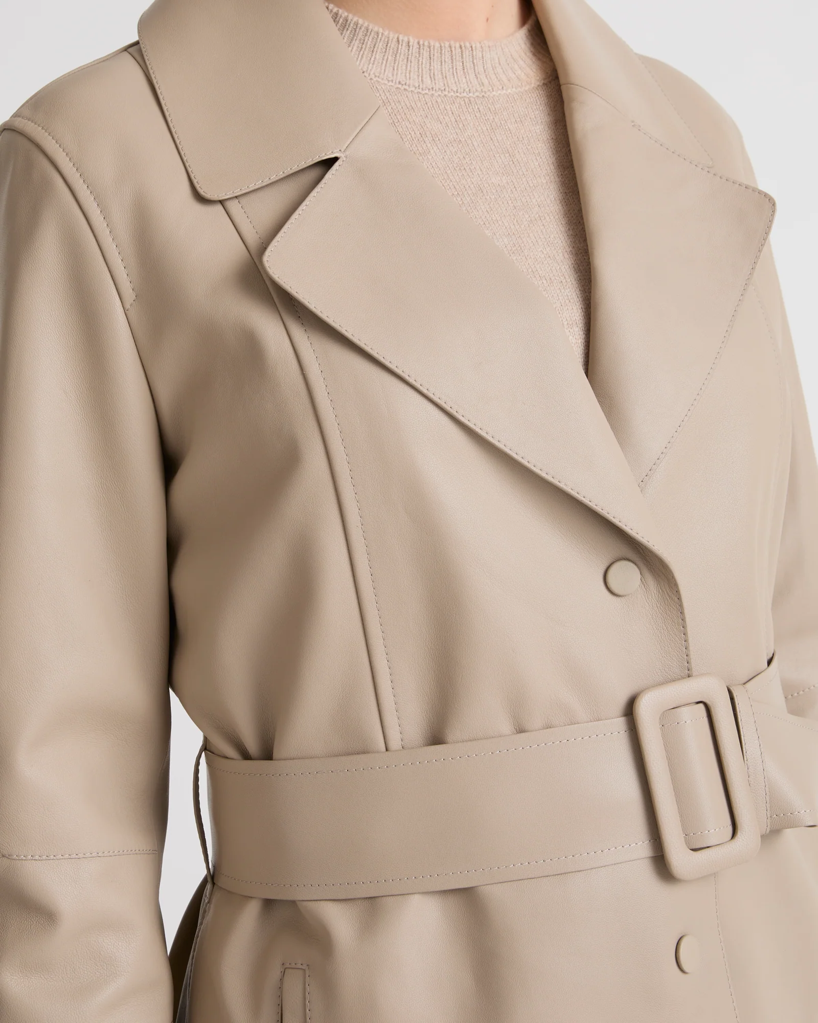 Long lamb leather trench coat - Image 3