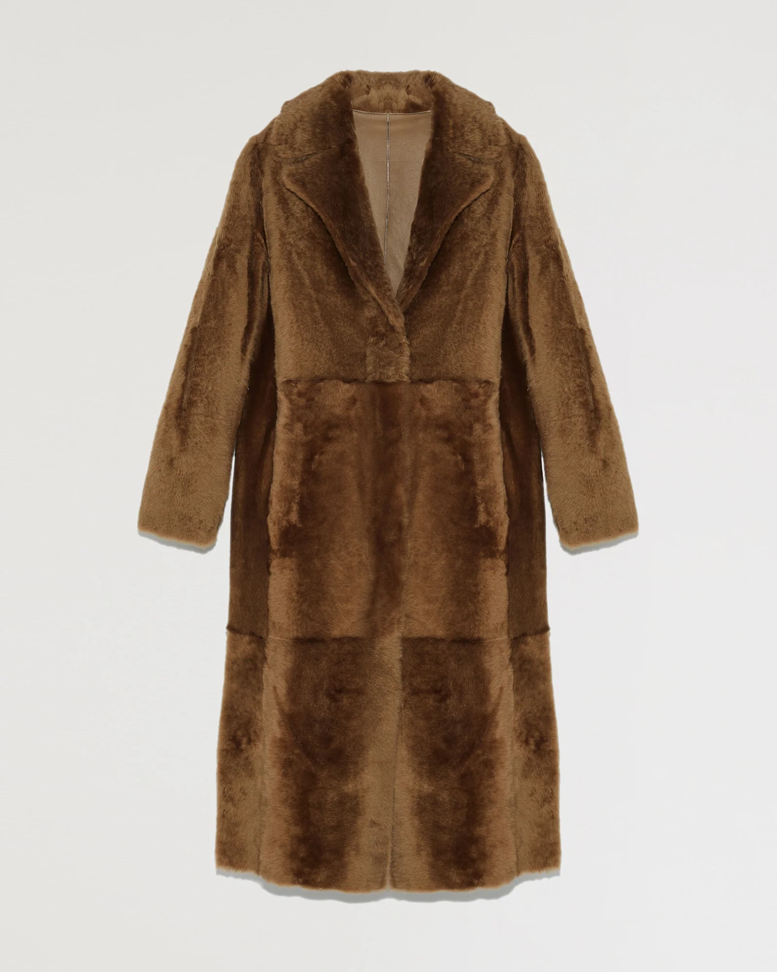 Long reversible belted shearling coat - Image 5