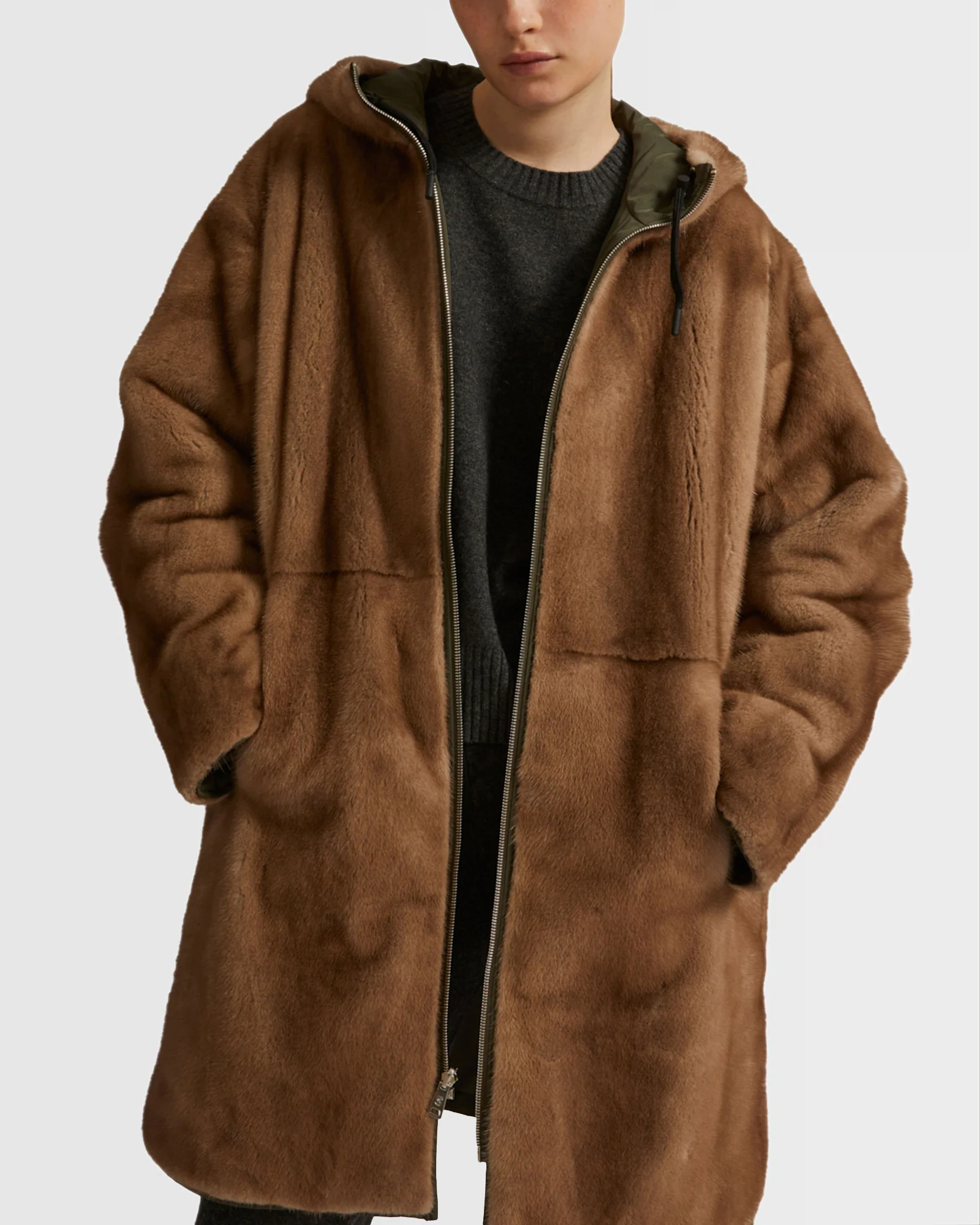 Reversible parka in technical fabric and mink fur - Image 3