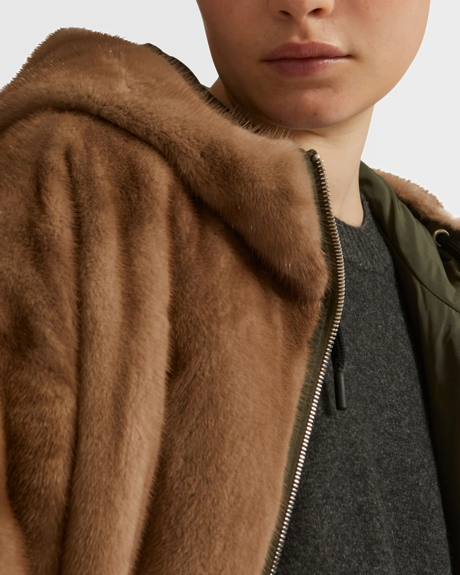 Reversible parka in technical fabric and mink fur - Image 5