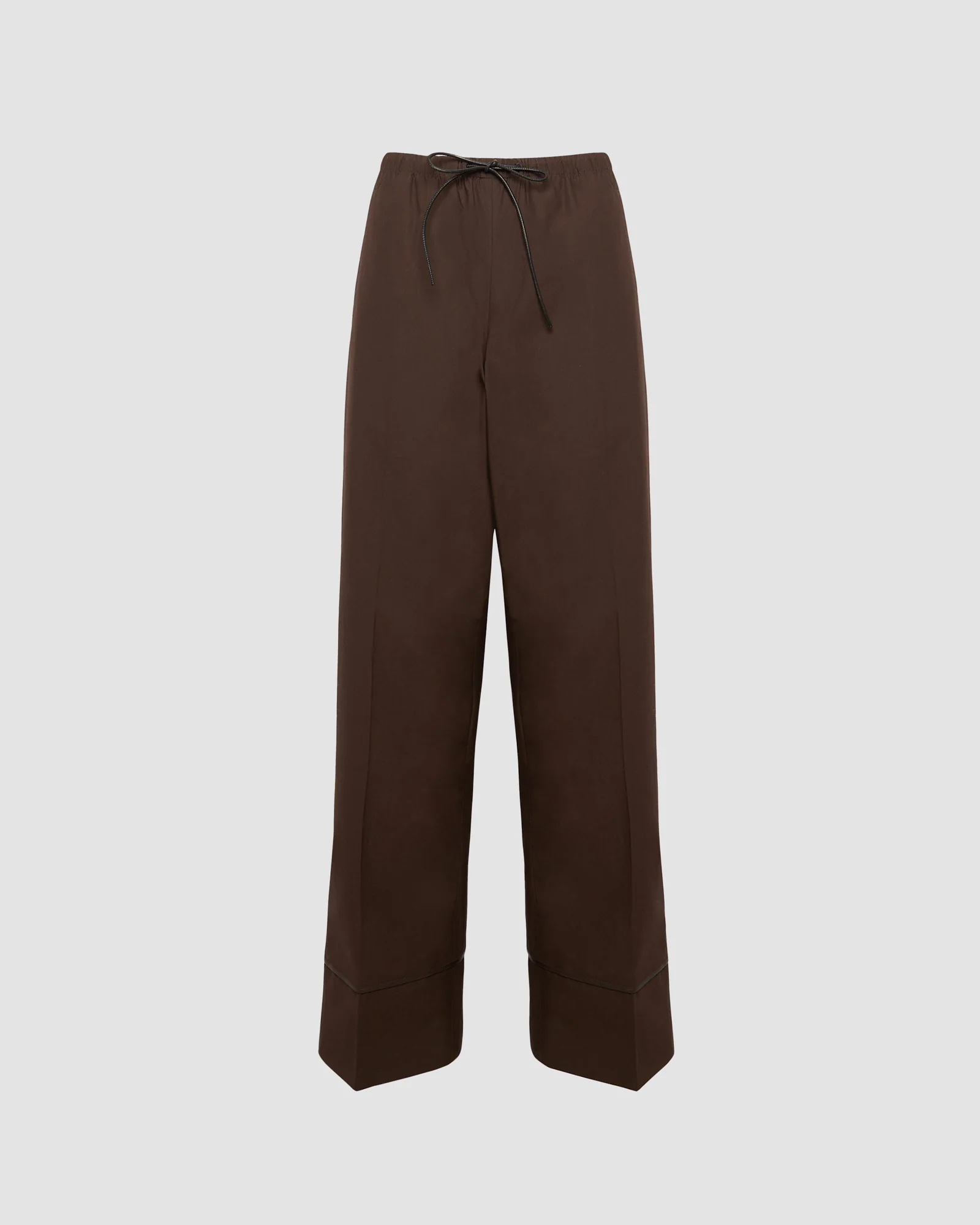 Loose fit poplin trousers with leather details - Image 5
