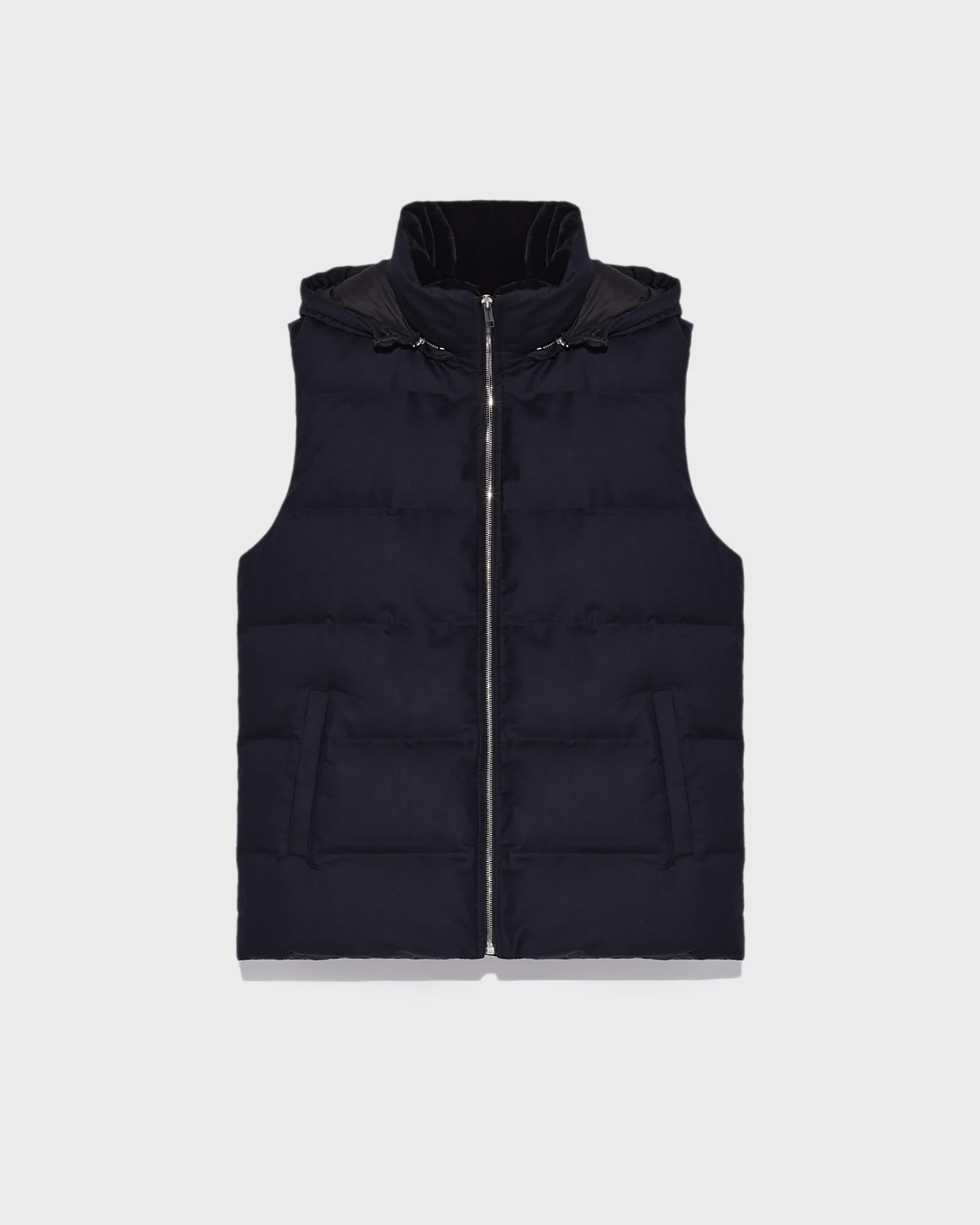Down Gilet made with Loro Piana fabric with mink fur trim - Image 6