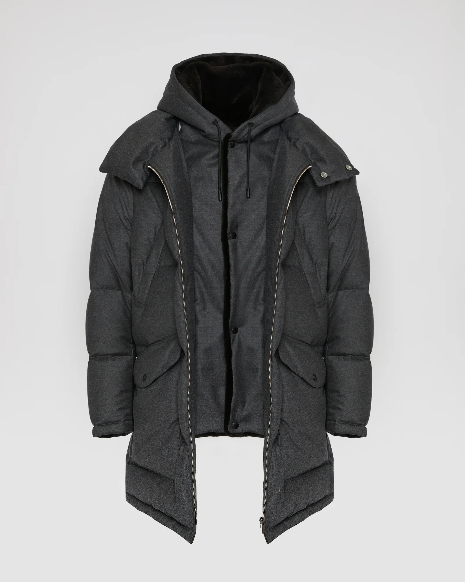 Loro Piana fabric down jacket with mink bib - Image 7