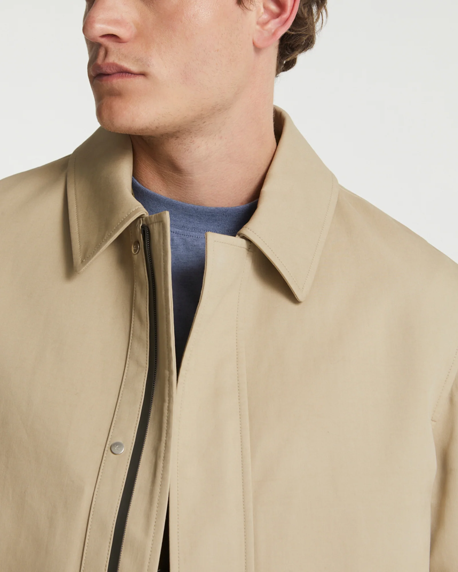 Mac coat in double-sided fabric with leather details - Image 2