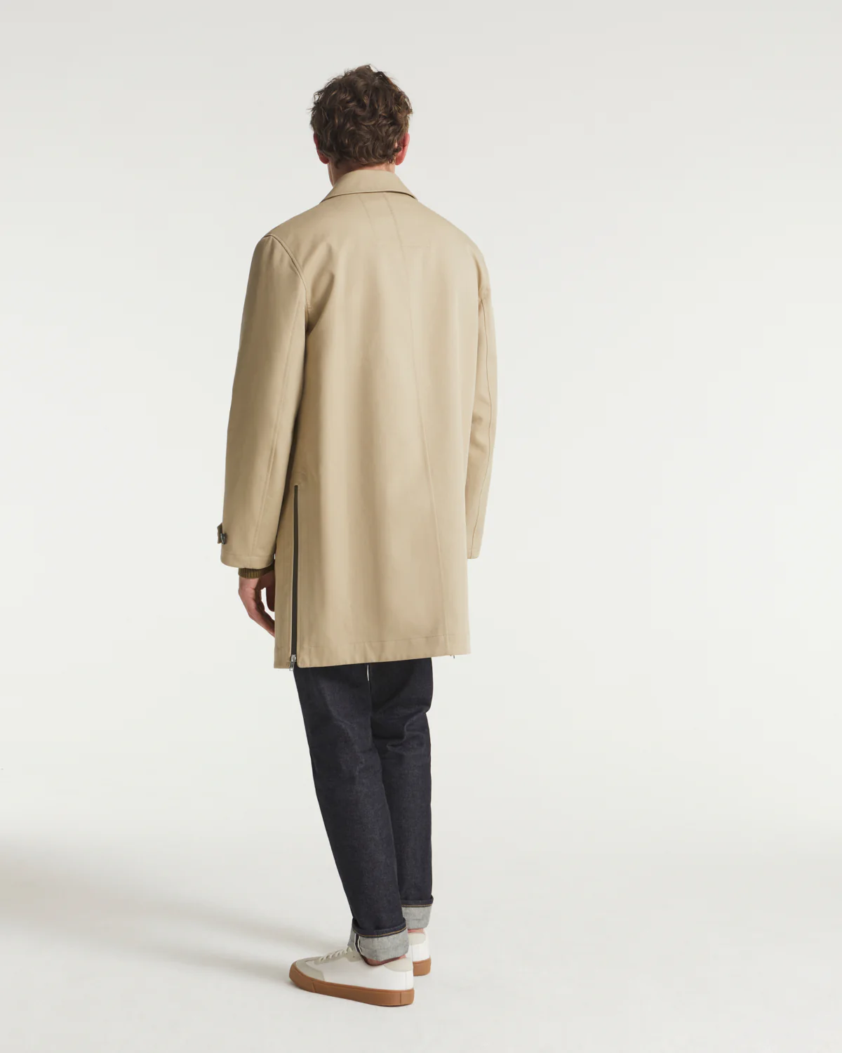 Mac coat in double-sided fabric with leather details - Image 4