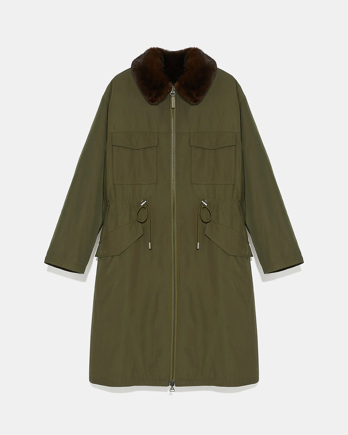 Reversible trench parka with technical fabric and mink fur - Image 3