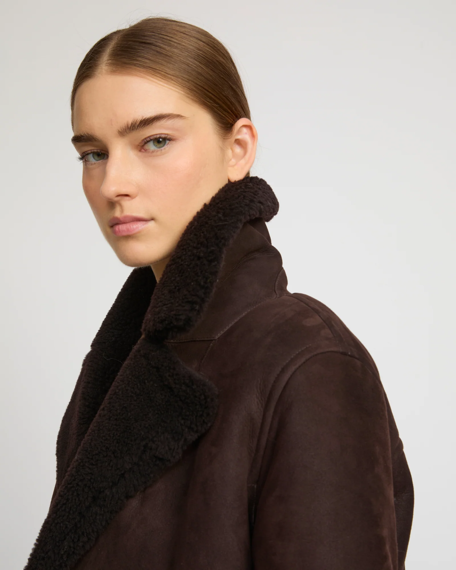 Gonfio lambskin suede effect pea coat - Image 3