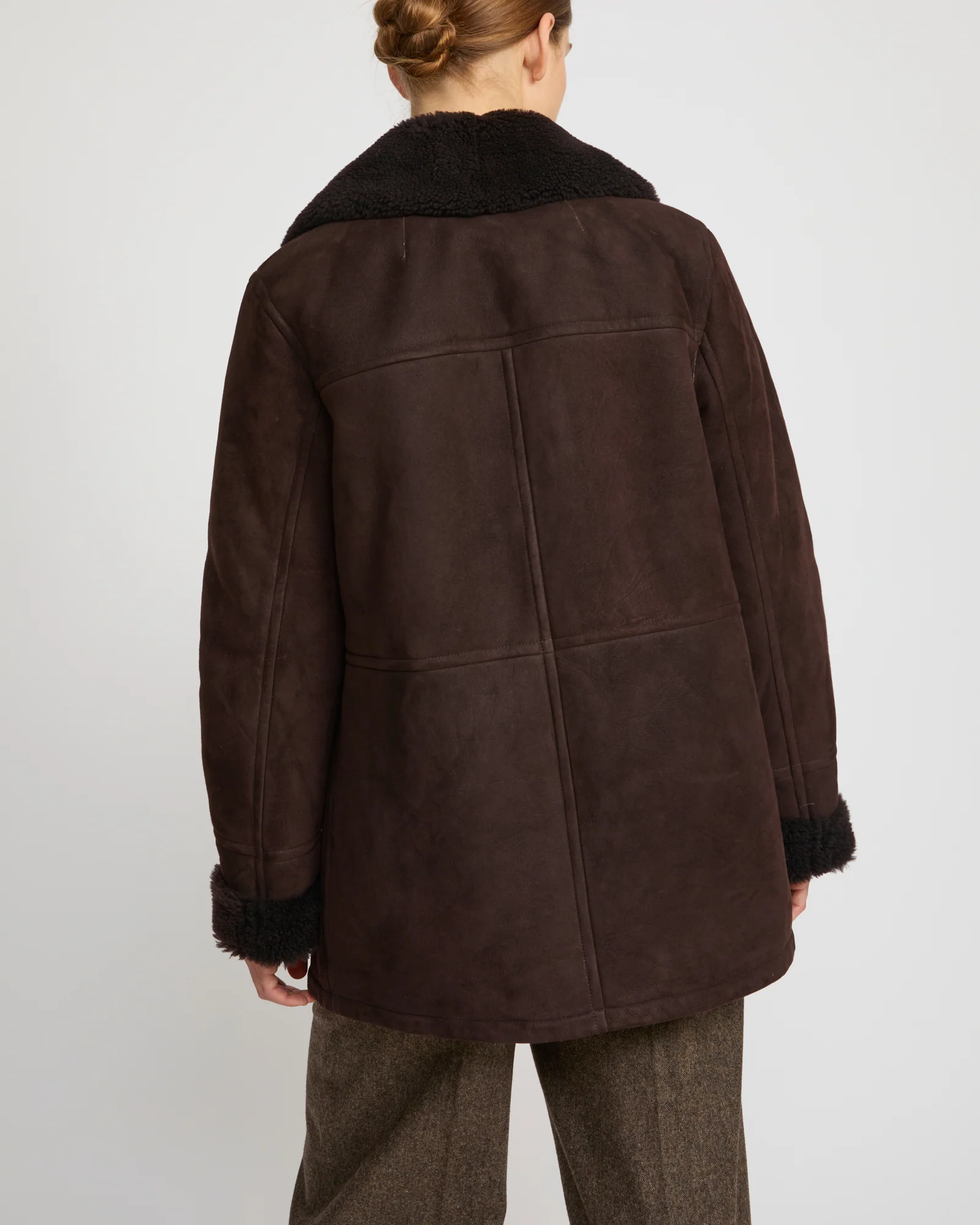Gonfio lambskin suede effect pea coat - Image 4