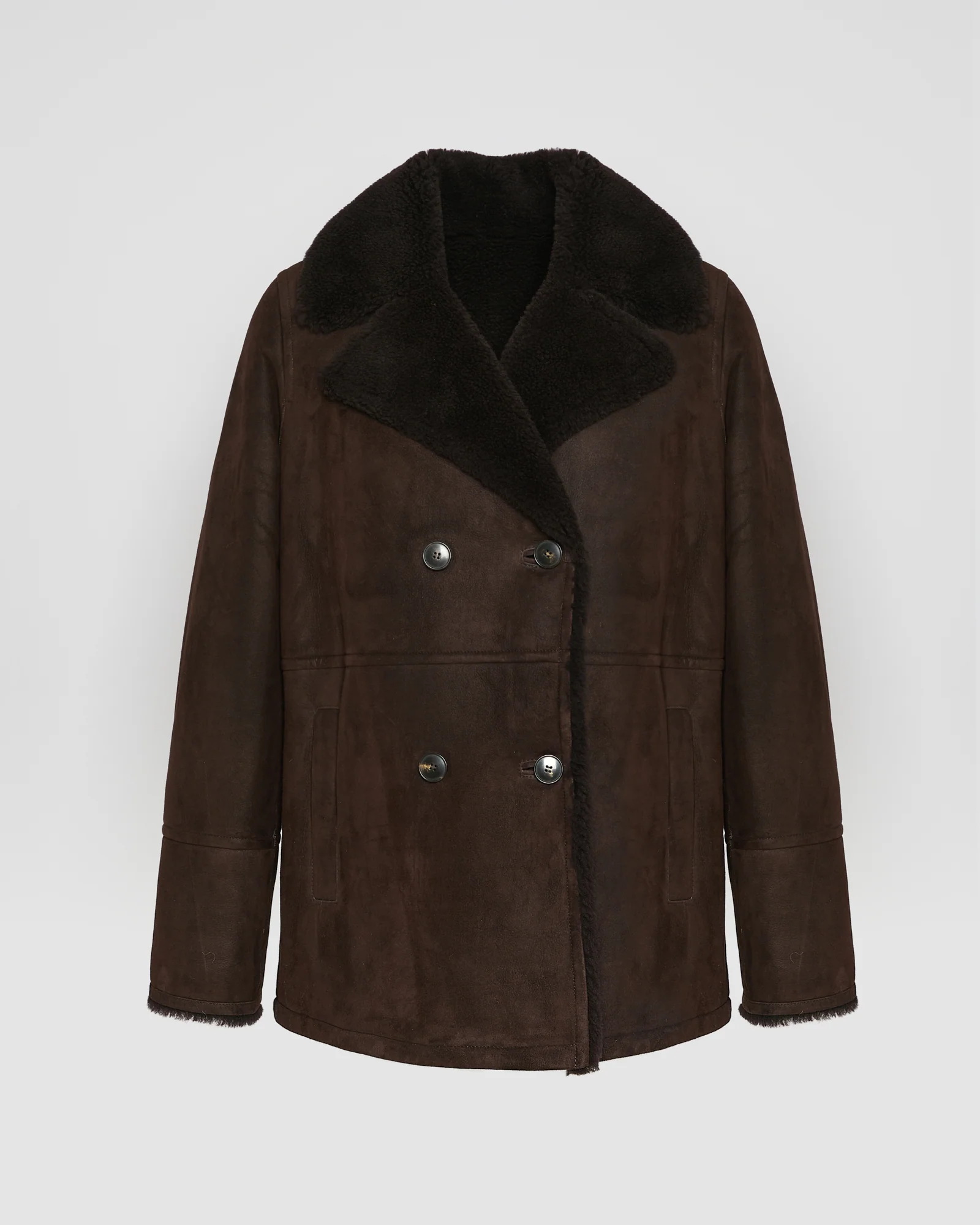 Gonfio lambskin suede effect pea coat - Image 5