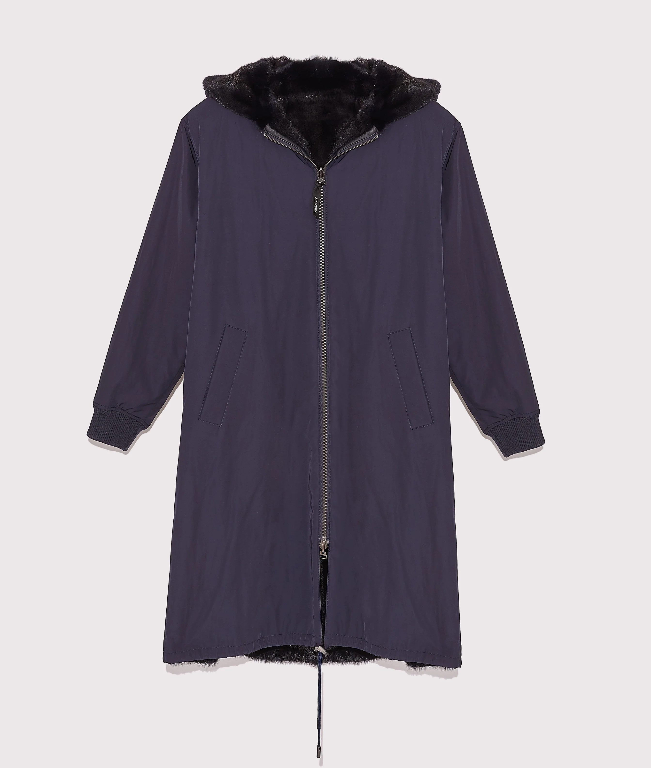 Reversible maxi parka in mink fur