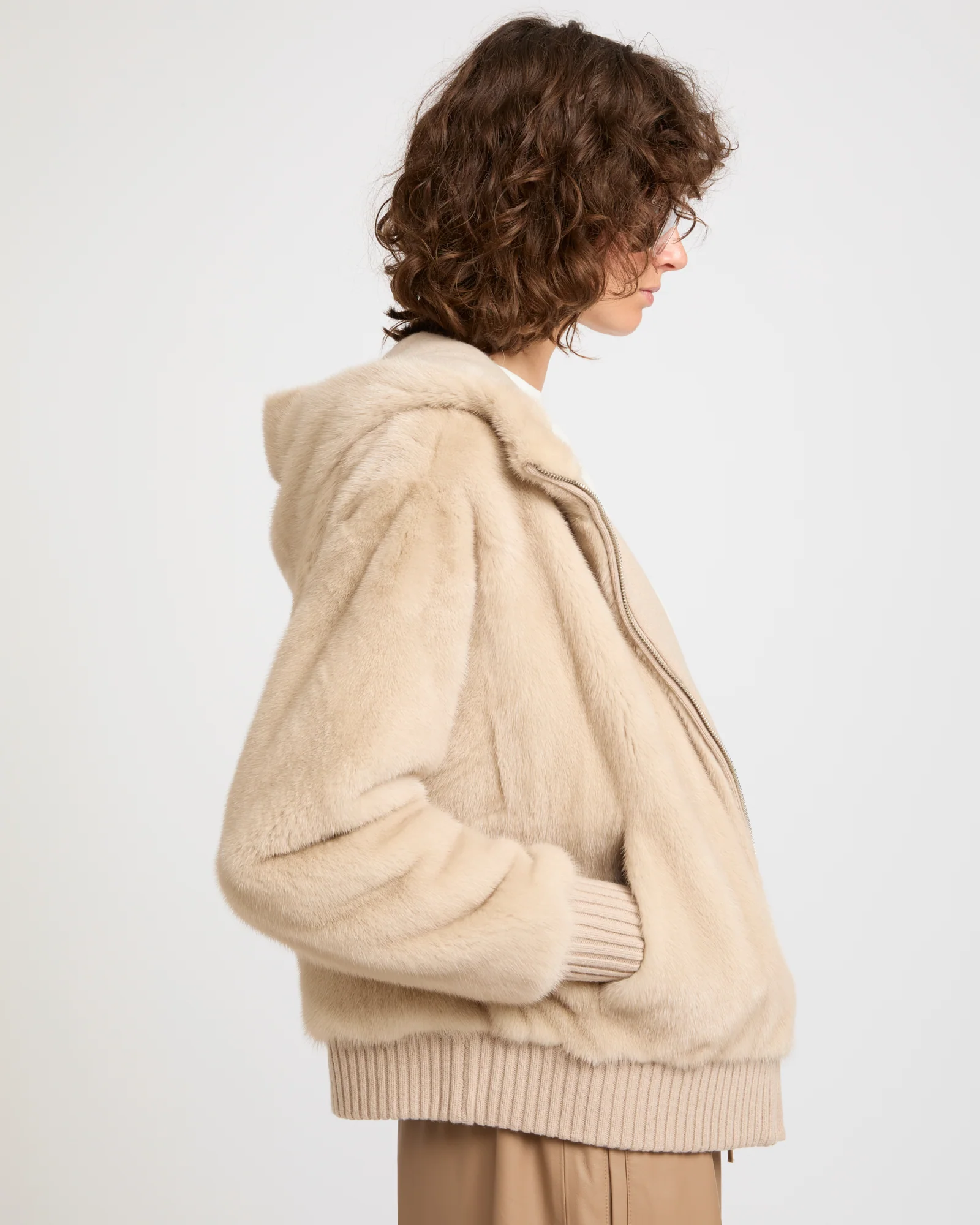 Merino knit and mink fur hooded jacket - Image 2