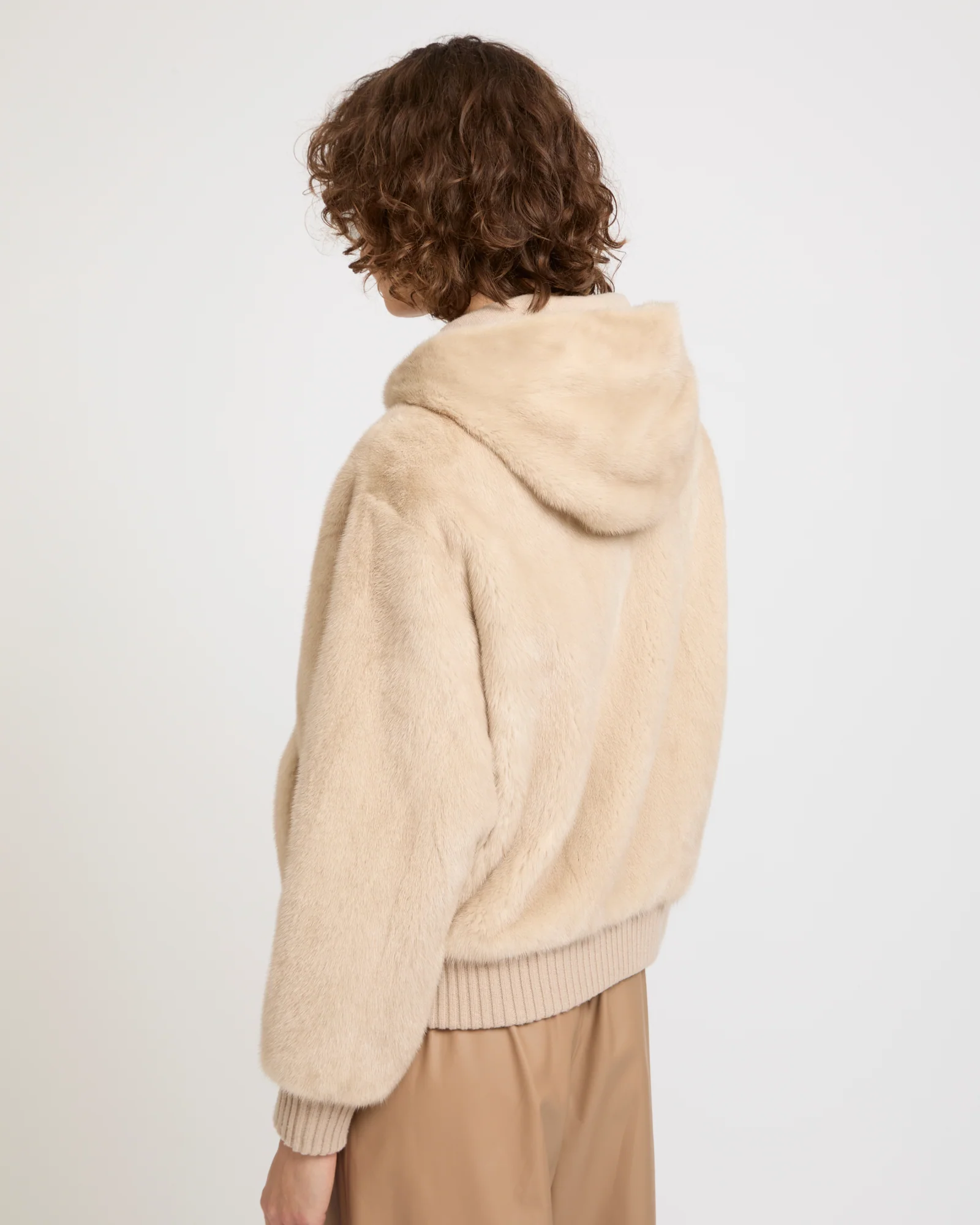 Merino knit and mink fur hooded jacket - Image 3