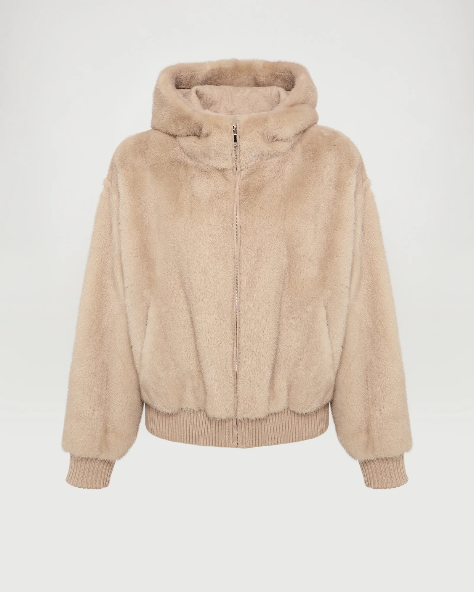 Merino knit and mink fur hooded jacket - Image 5