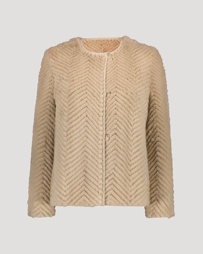 Merino knit and mink jacket - Image 4