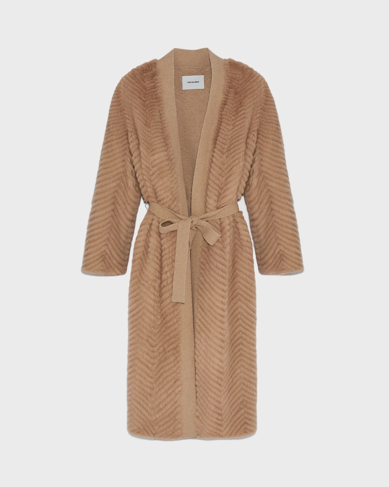 Merino knit and mink long coat - Image 5