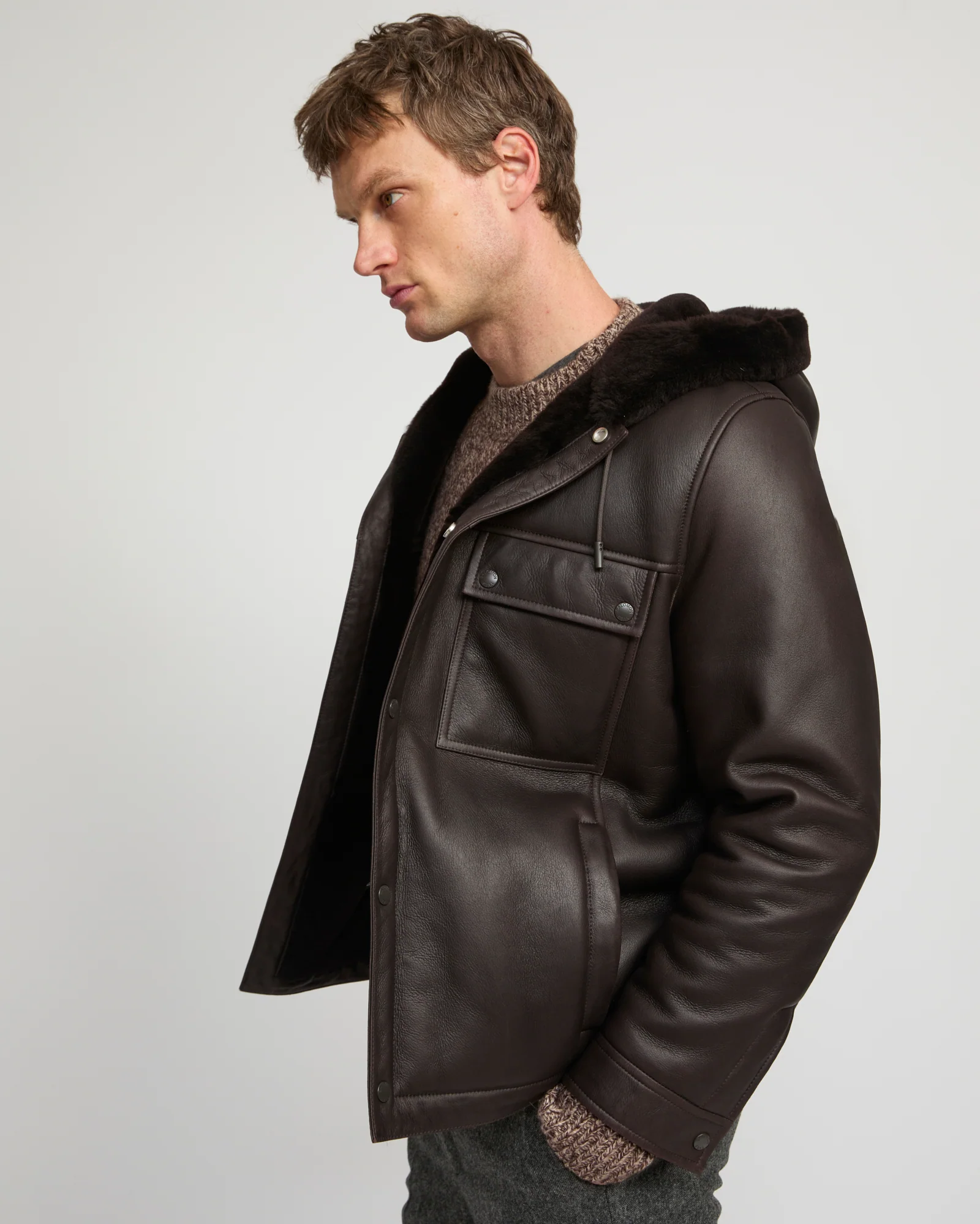 Merino lambskin shearling hoodie