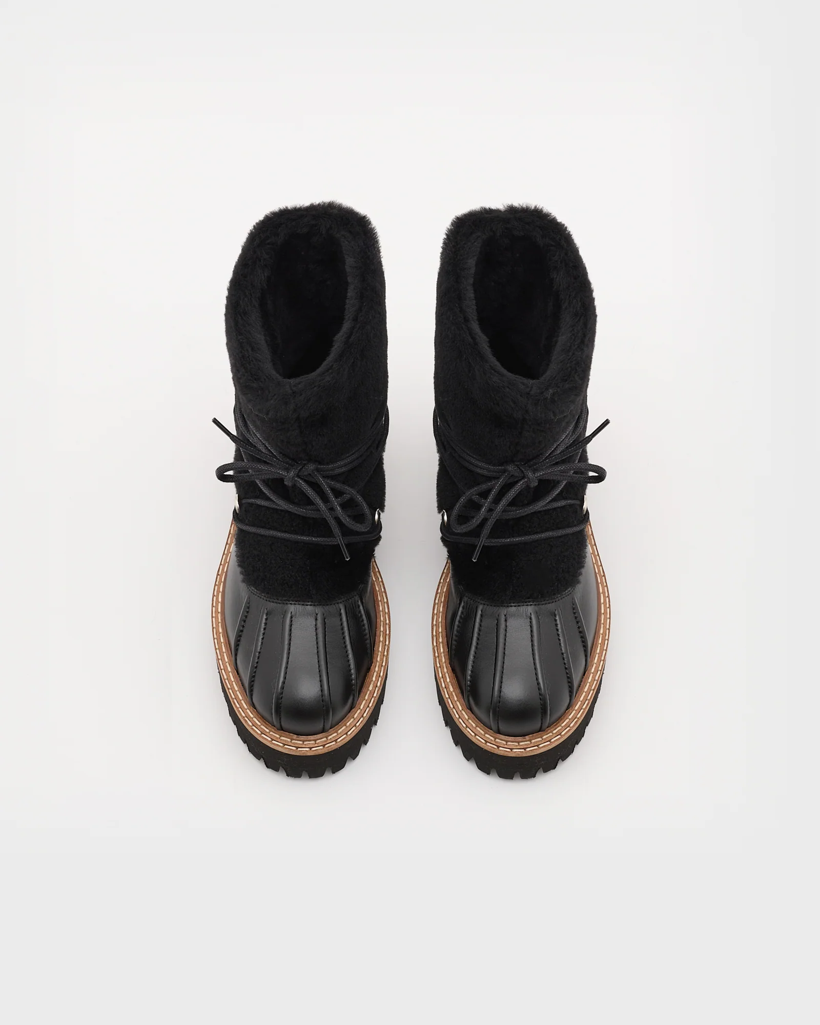 Lace-up mid-length boots in ironed Merino - Image 5
