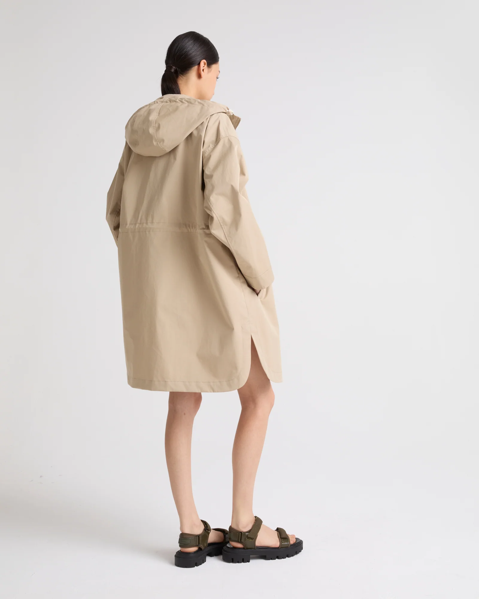 Long parka in technical cotton-mix fabric - Image 5