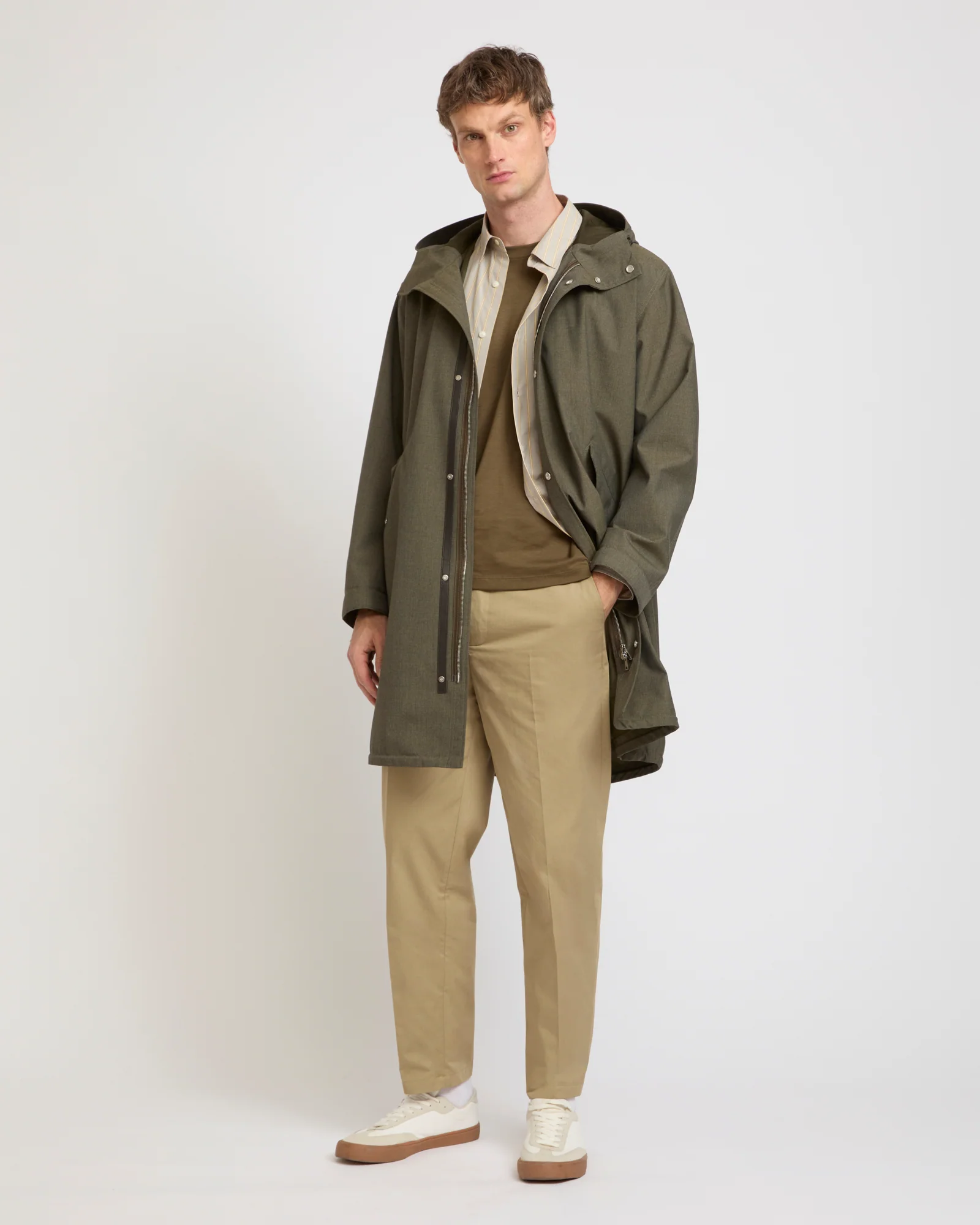 Pilot parka in technical fabric with a cool wool look - Image 2