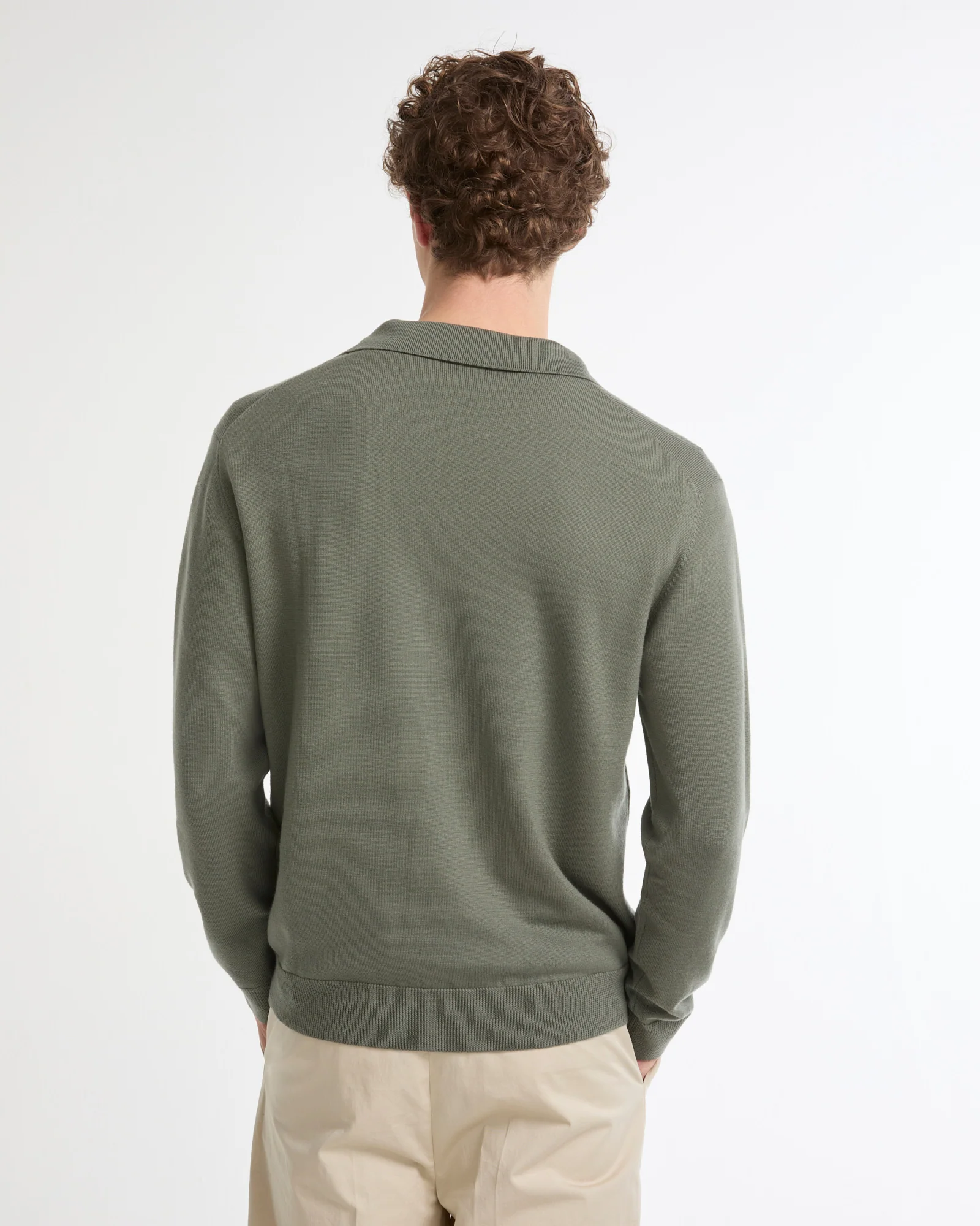 Polo neck jumper in 100% merino wool knit - Image 3