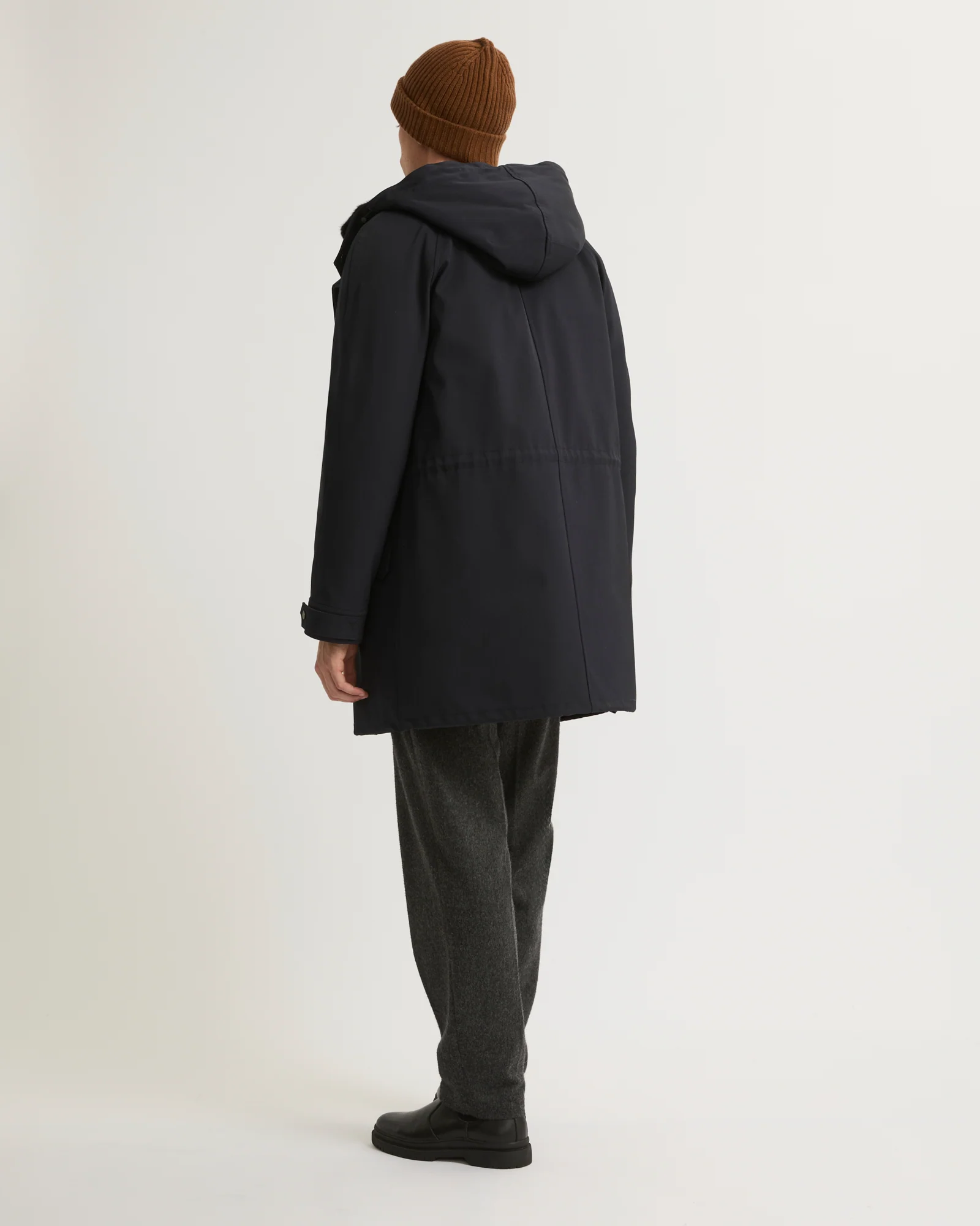 Regular parka in waterproof technical wool and mink fur - Image 4