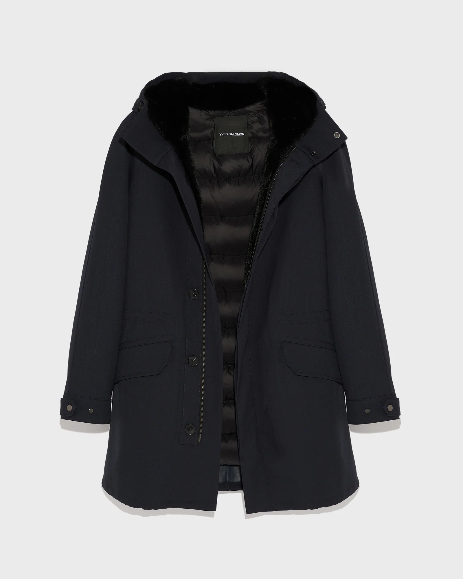 Regular parka in waterproof technical wool and mink fur - Image 7