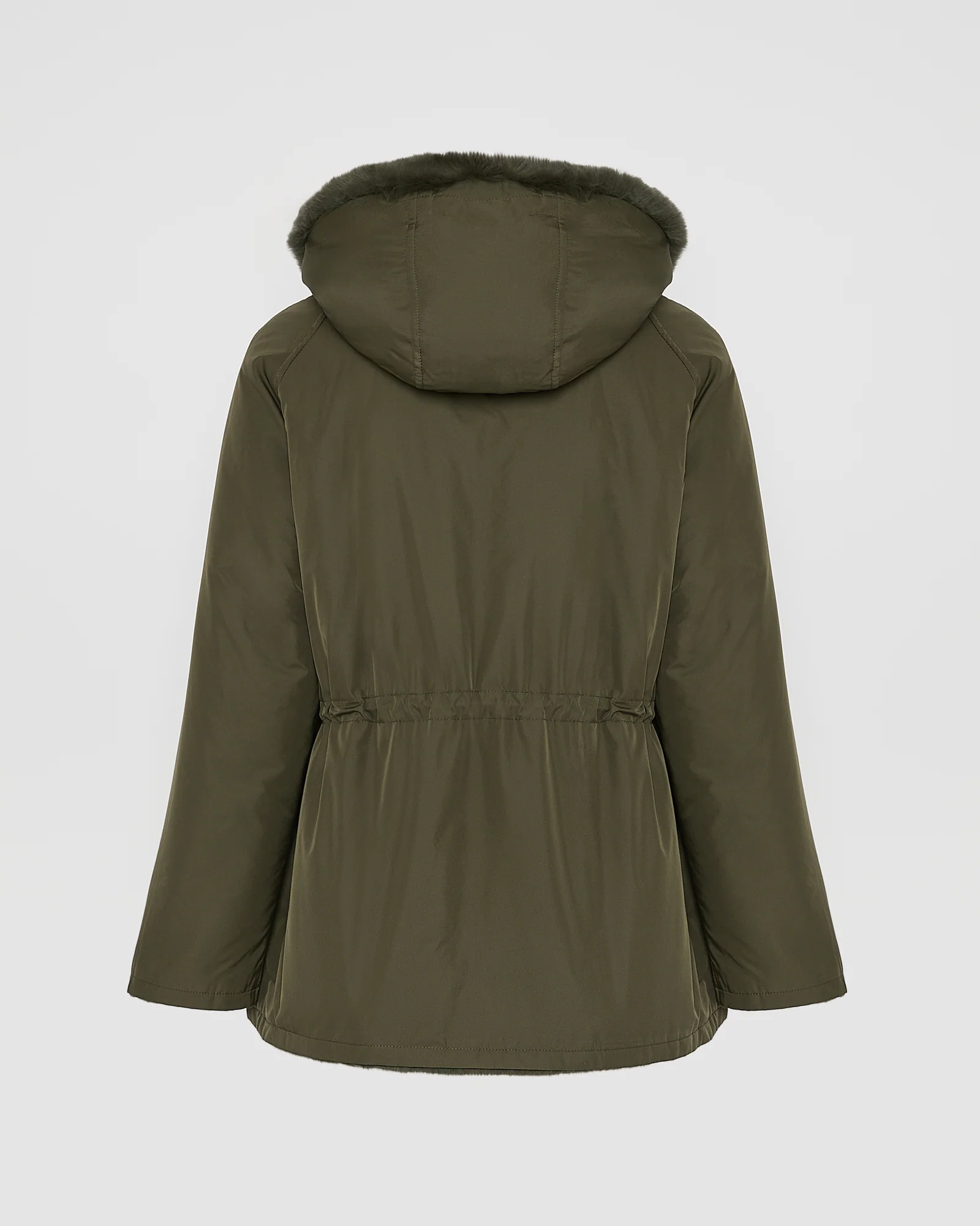 Reversible hooded jacket in rabbit rex fur and technical fabric - Image 8