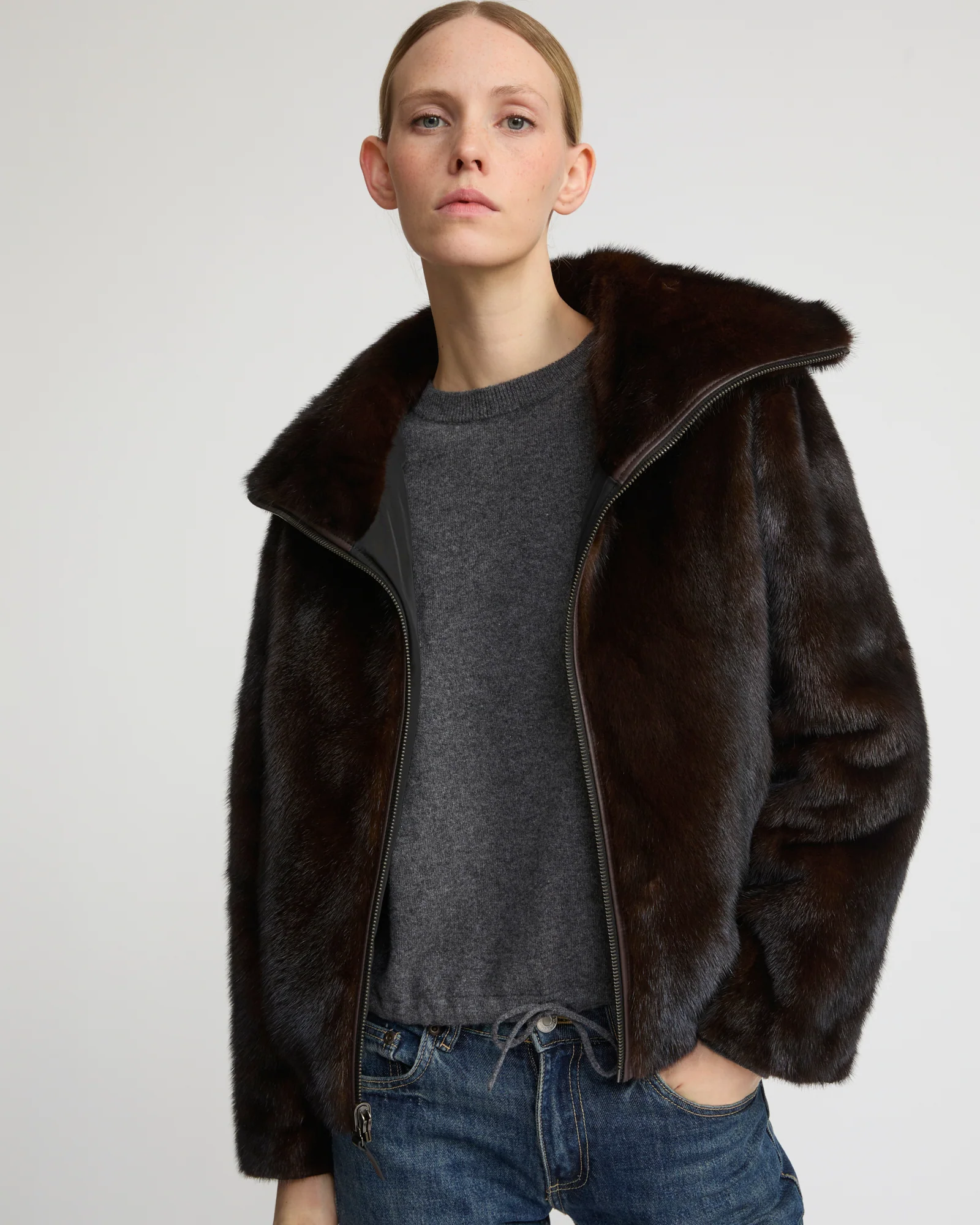 Reversible jacket in technical fabric and mink fur - Image 3