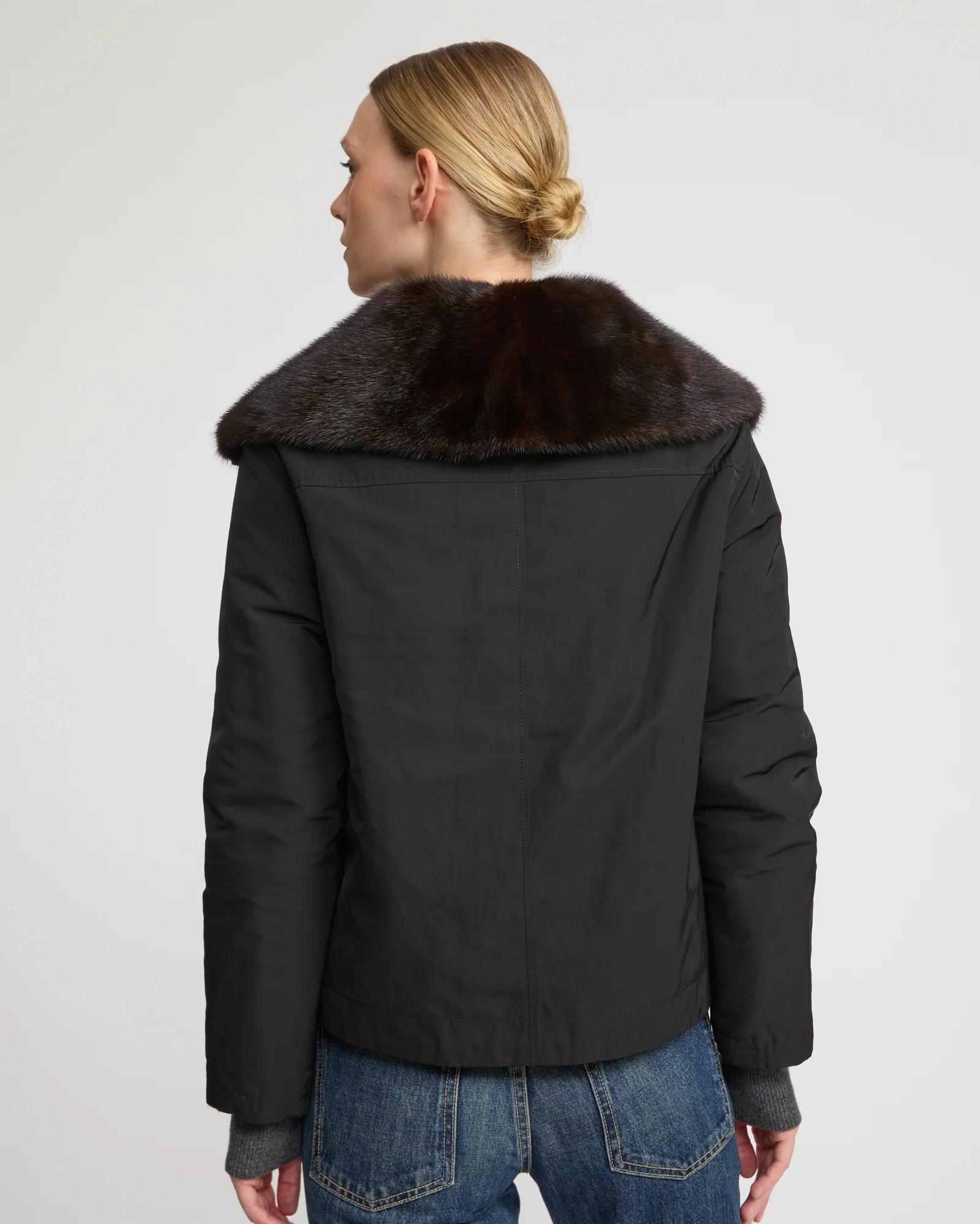 Reversible jacket in technical fabric and mink fur - Image 5