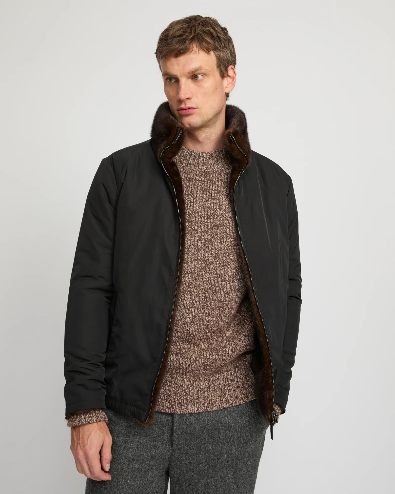 Reversible mink fur fleece jacket - Image 3