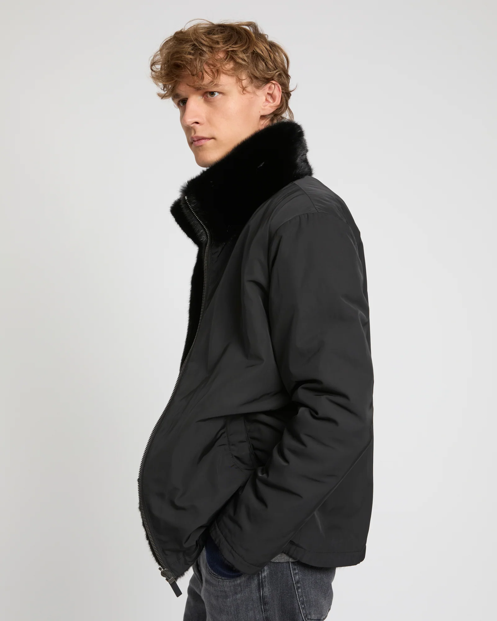 Reversible mink fur fleece jacket - Image 5